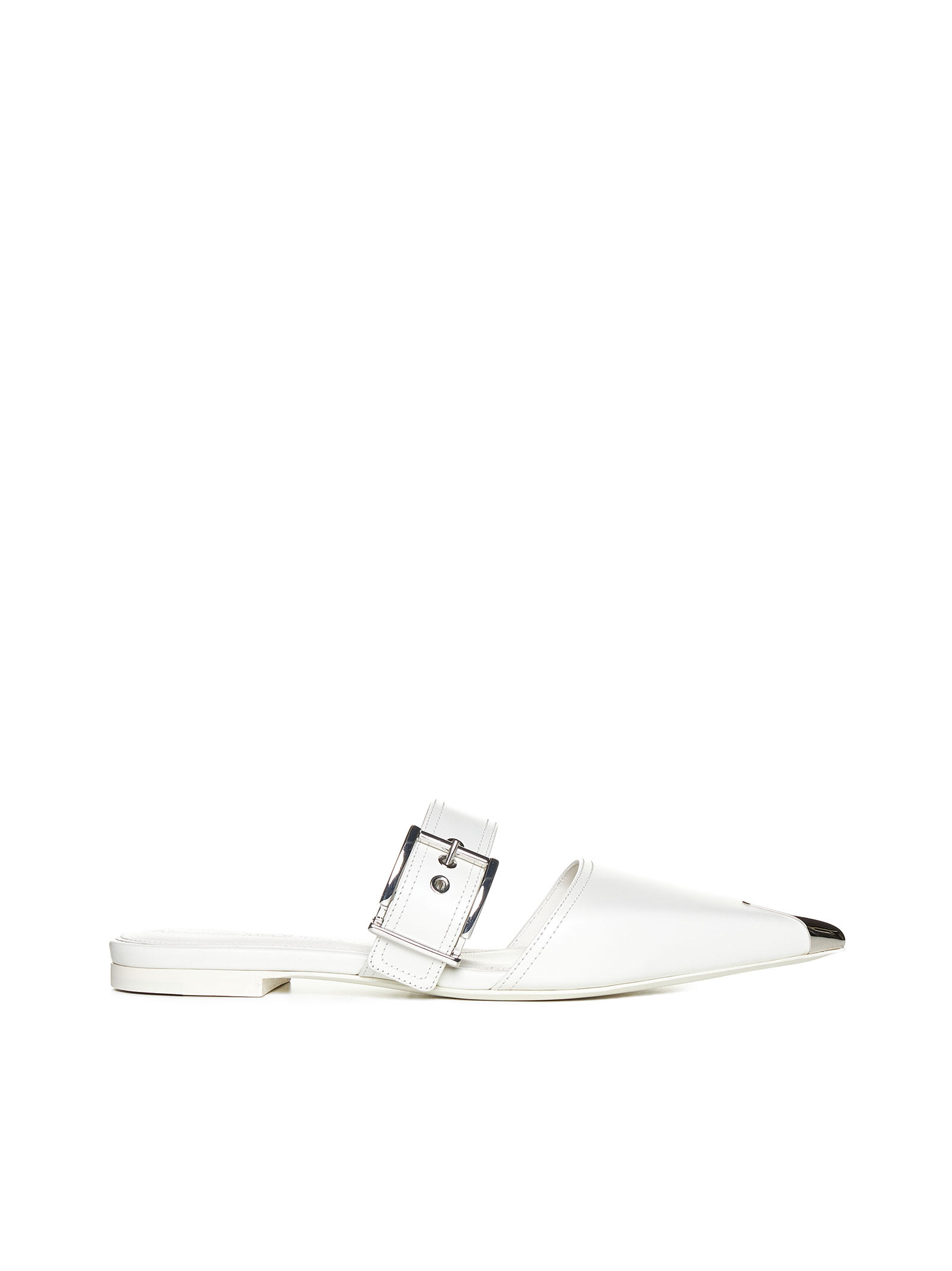 【送料&関税込】Alexander McQueen Ivory punk Flat Sandals Alexander Mcqueen New Ivory Leather Punk Ankle Strap Sandals