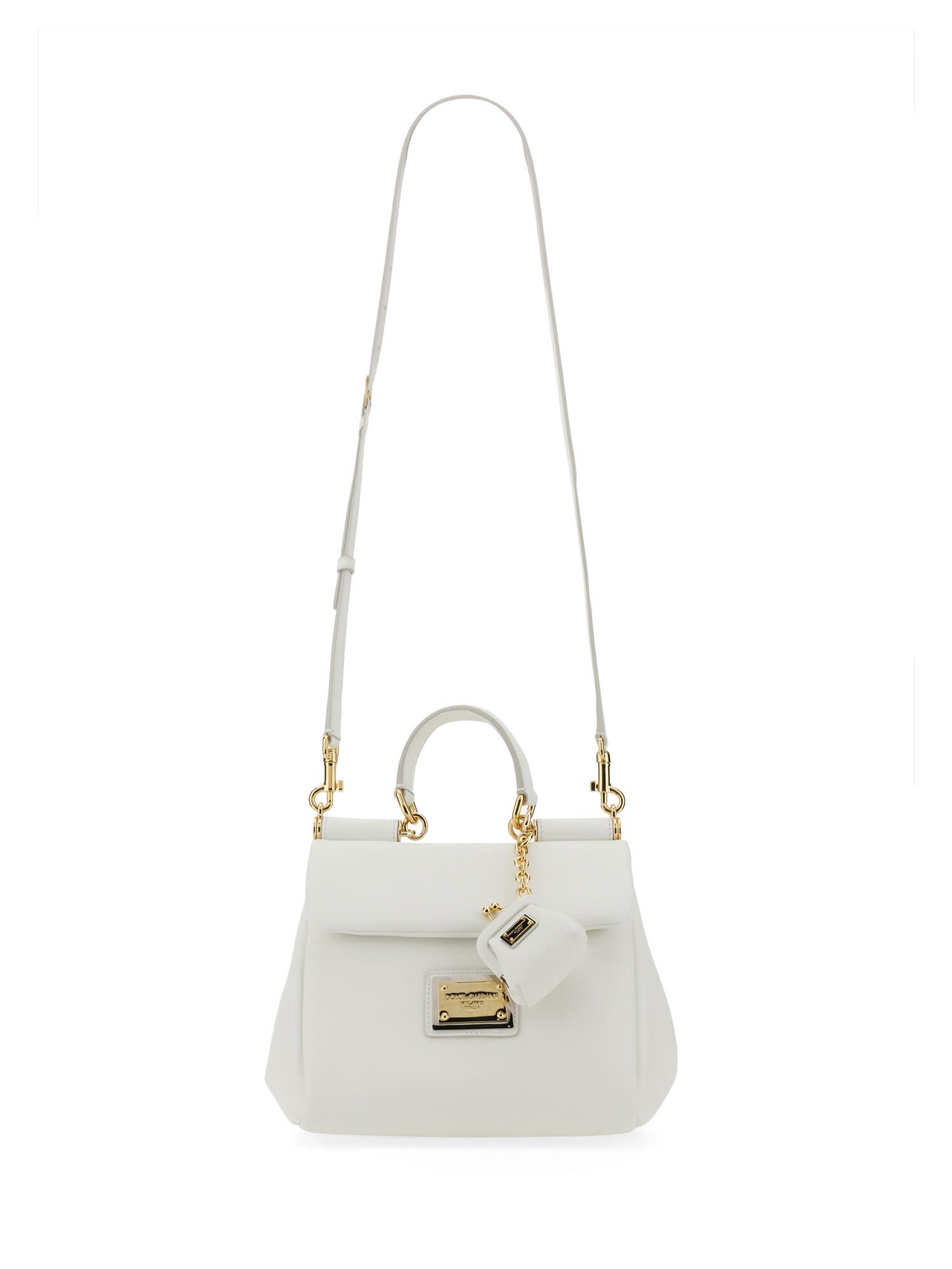 Dolce & Gabbana Sicily Soft Small Leather Tote Bag in White