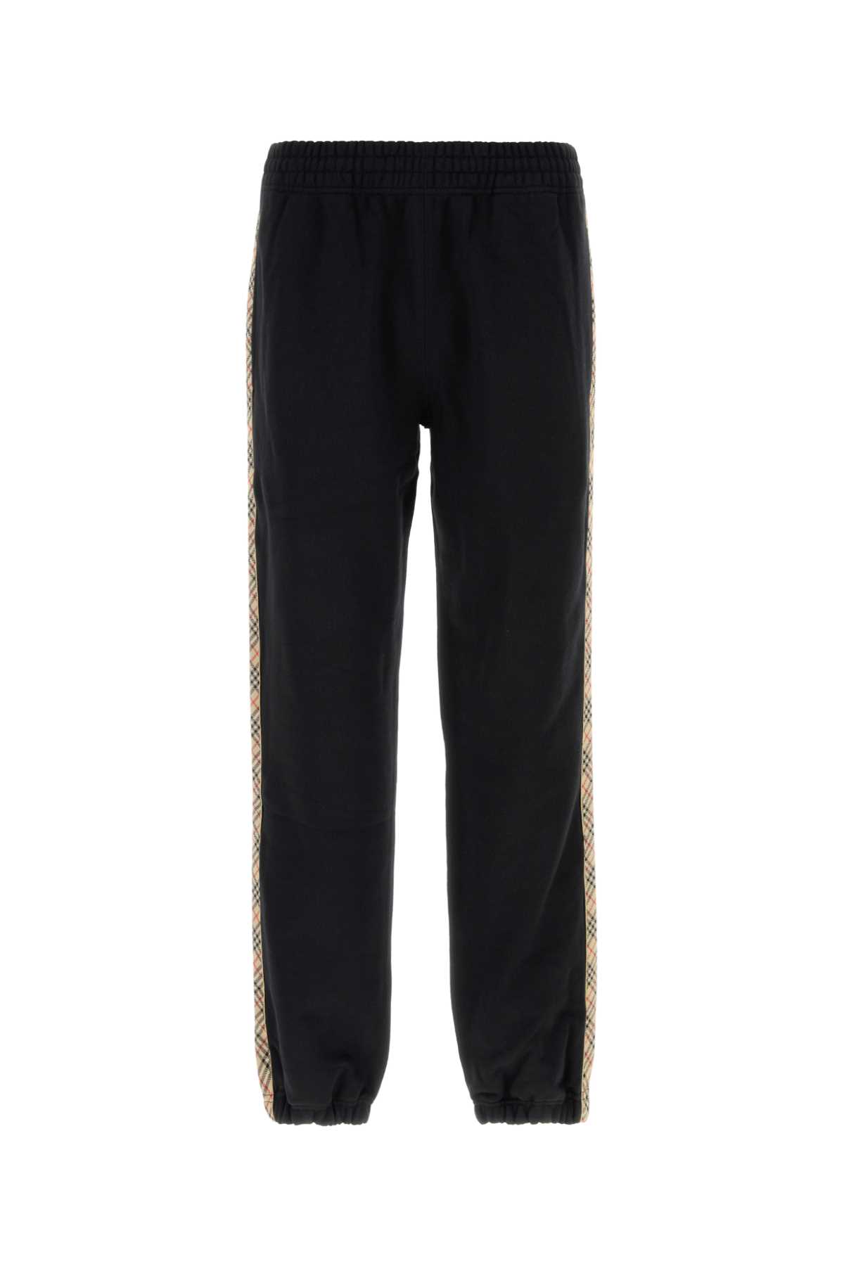 【関税&送料込】Burberry Black Cotton Joggers Check Label Cotton Jogging Pants in Black | Burberry® Official