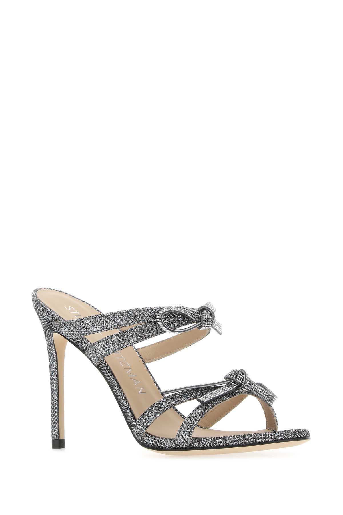 サンダル・ミュール Stuart Weitzman Multicolor fabric SW Bow mules (SC403 GUN) Stuart Weitzman Multicolor Fabric Sw Bow Mules | italist