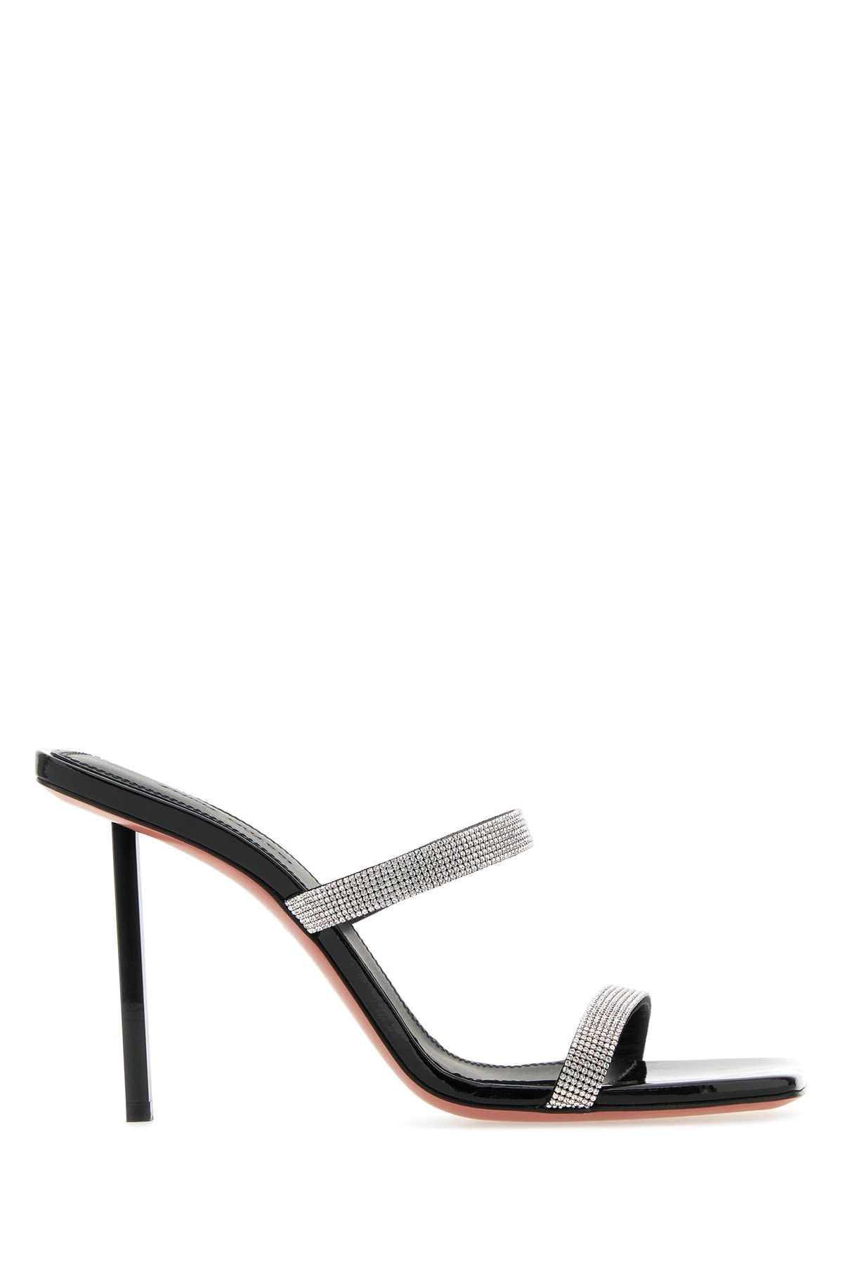 AMINA MUADDI Silver Rhinestones Rih ミュール Amina Muaddi Rih Crystal-embellished Mirrored-leather