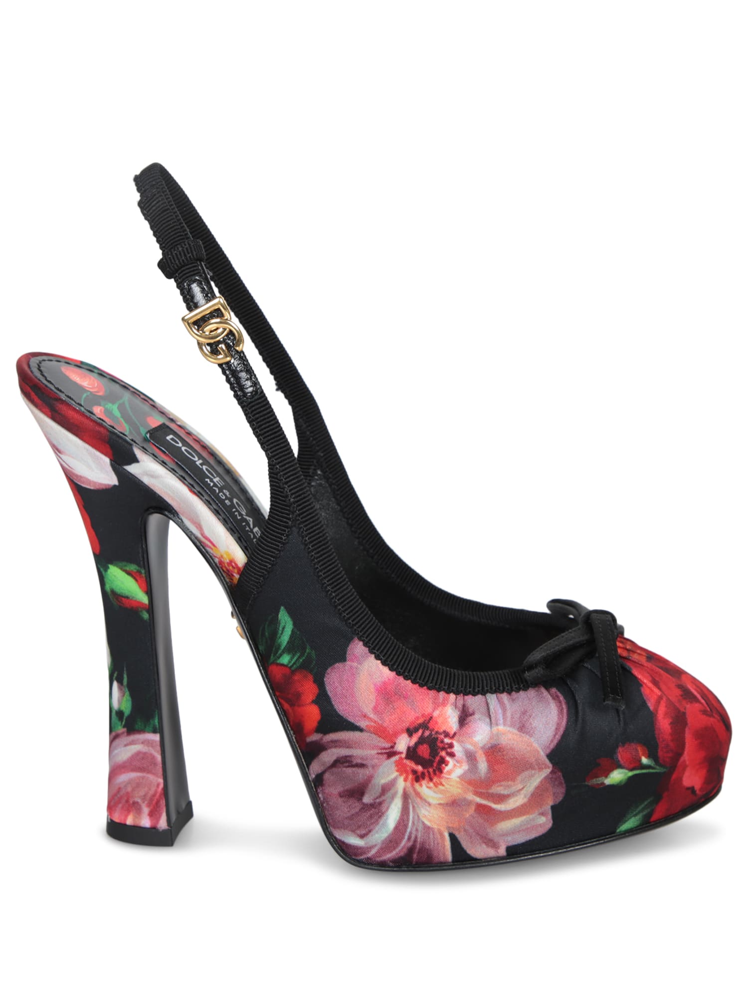 パンプス DOLCE & GABBANA VALLY PLATFORM SLINGBACKS IN PRINTED SATIN Dolce & Gabbana Vally Platform Slingbacks In Printed Satin