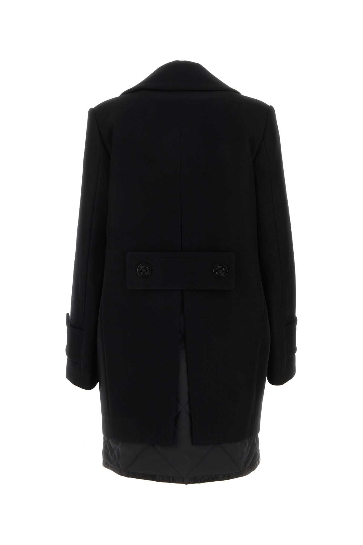 Sacai Black Wool Melton Mix Coat | italist