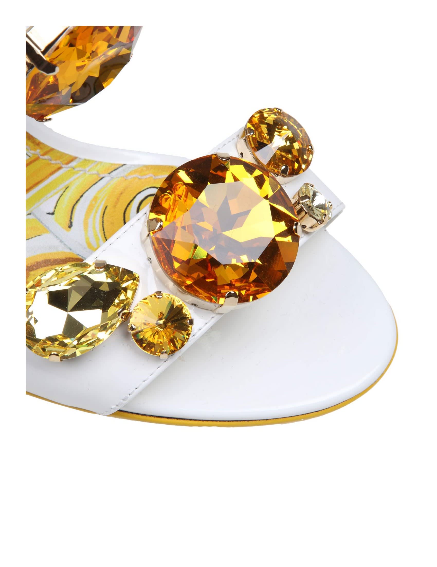 Dolce & Gabbana Keira Patent Sandal With Applied Stones