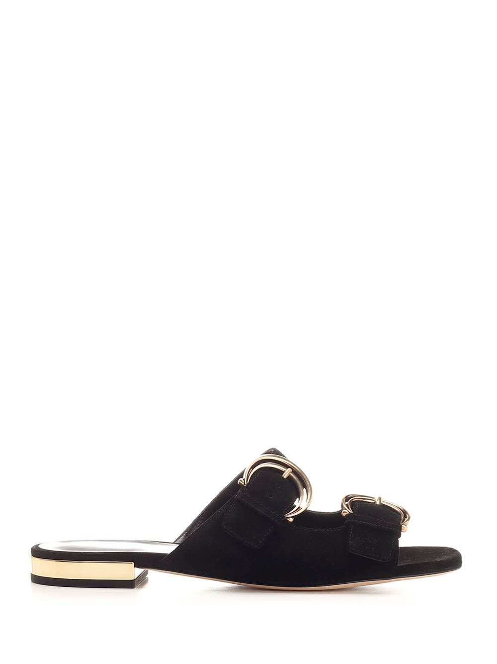 サンダル・ミュール Chloe' ALIZE FLAT DOUBLE C BUCKLE SLEEPERS BLACK b8780d37b98b6474ba16da0e92fa7f