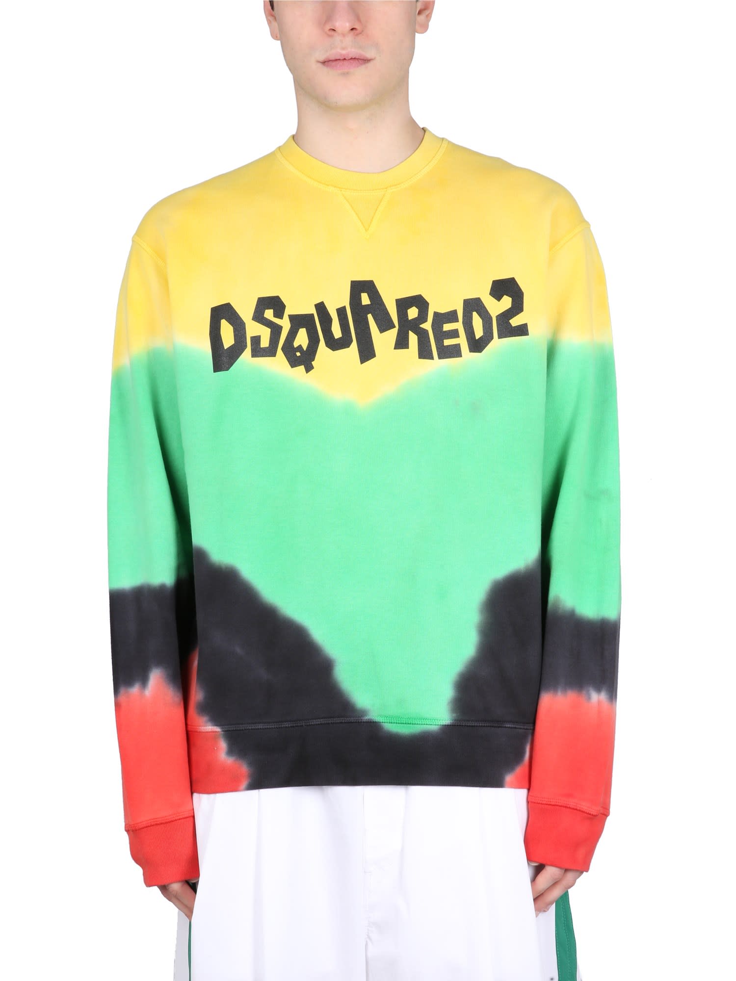 【送料&関税込】Dsquared2 Tie-dye Crew-neck Sweatshirt With Dsquared2 Tie-dye Crew-neck Sweatshirt With Logo Print