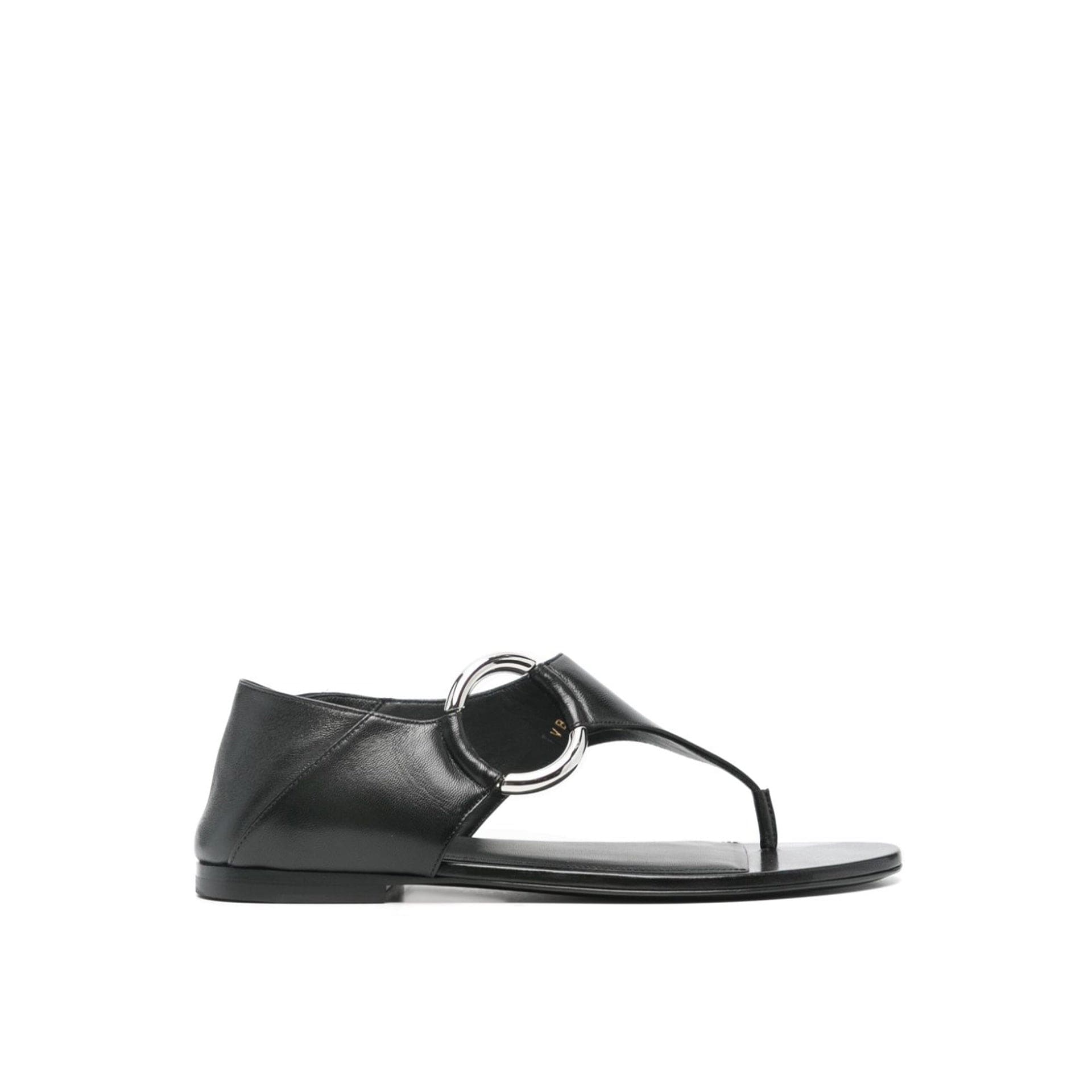 【送料&関税込】Saint Laurent Ring Leather Flat Sandals Saint Laurent - Olio Black Metal Ring Sandal | Mitchell Stores