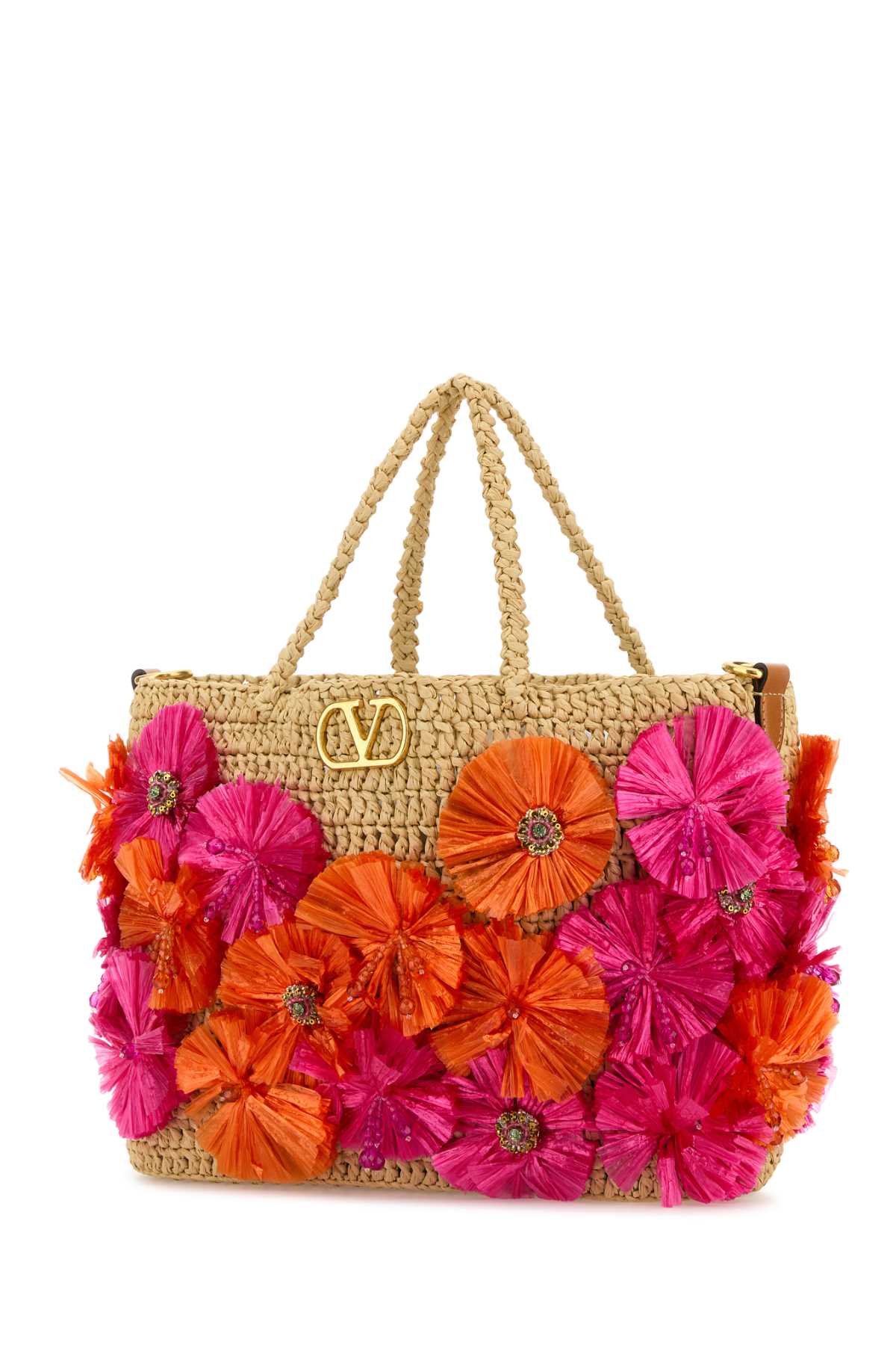 ハンドバッグ VALENTINO EMBELLISHED RAFFIA VLOGO SIGNATURE HANDBAG Valentino Garavani Embellished Raffia Vlogo Signature