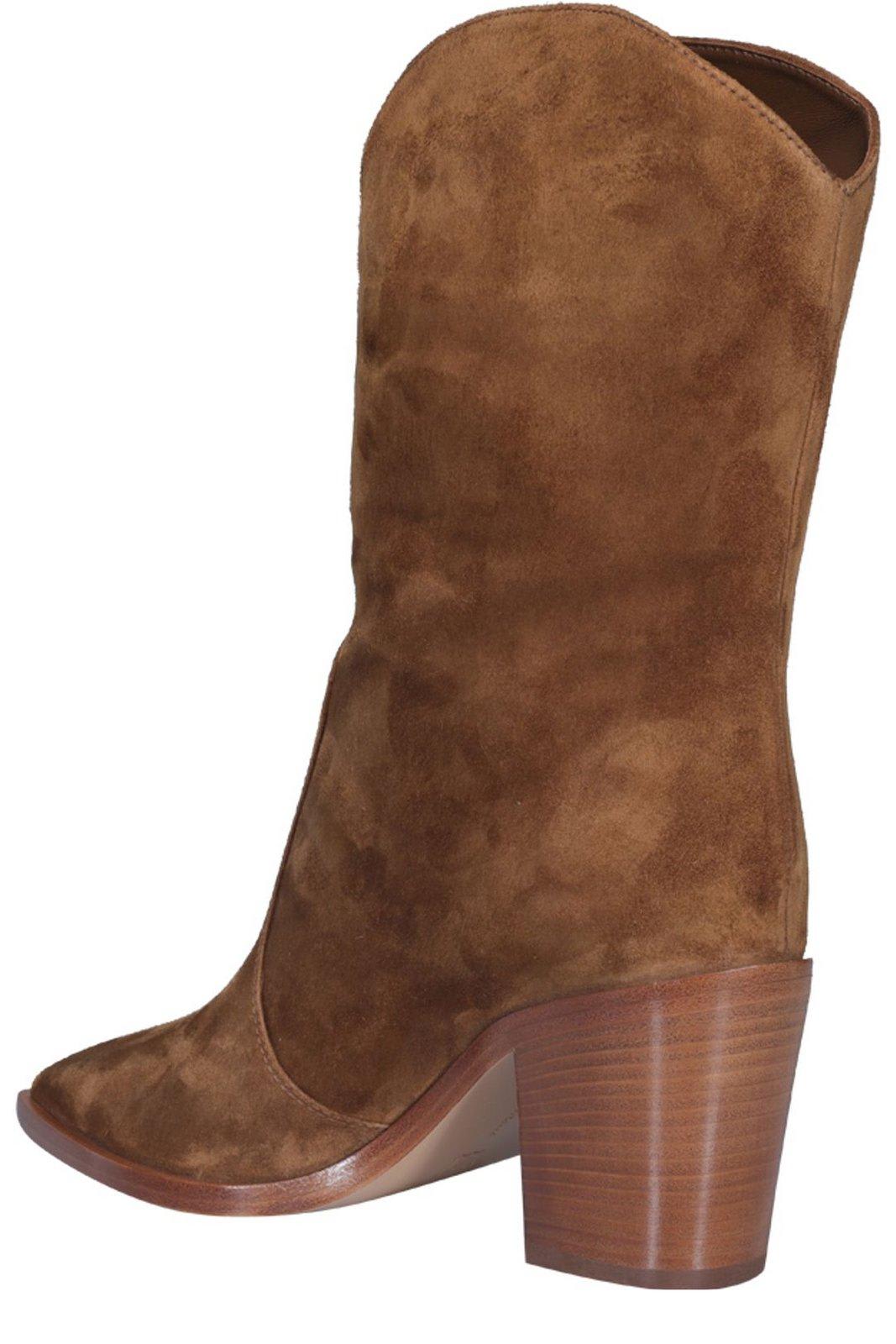[GIANVITO ROSSI] デンバーブーツ Gianvito Rossi - Denver Camel Suede Western Short Boot, 70mm