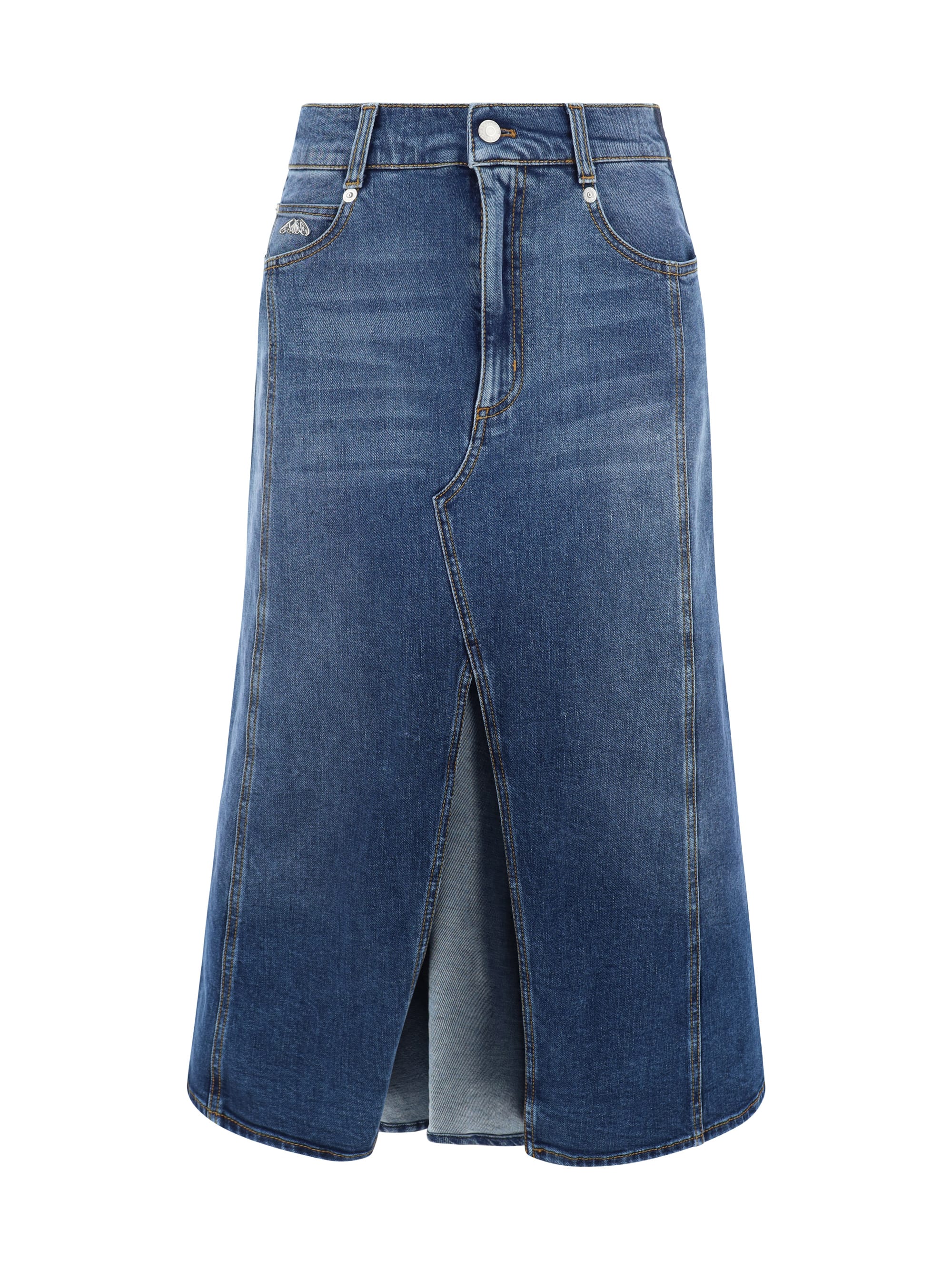 Alexander McQueen Front Slit Denim Skirt | italist