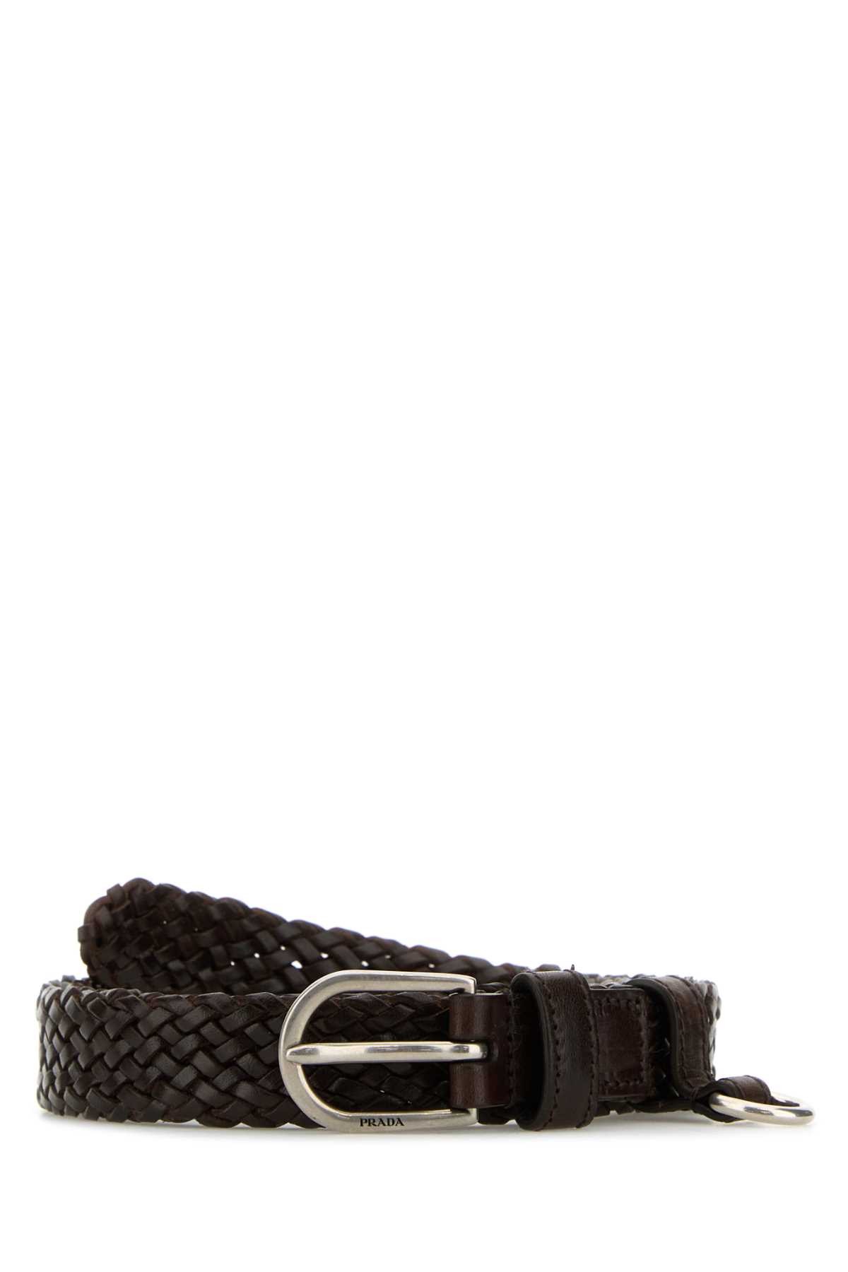 【送料&関税込】Prada Chocolate Leather Belt Prada triangle-logo Leather Belt | Brown | FARFETCH