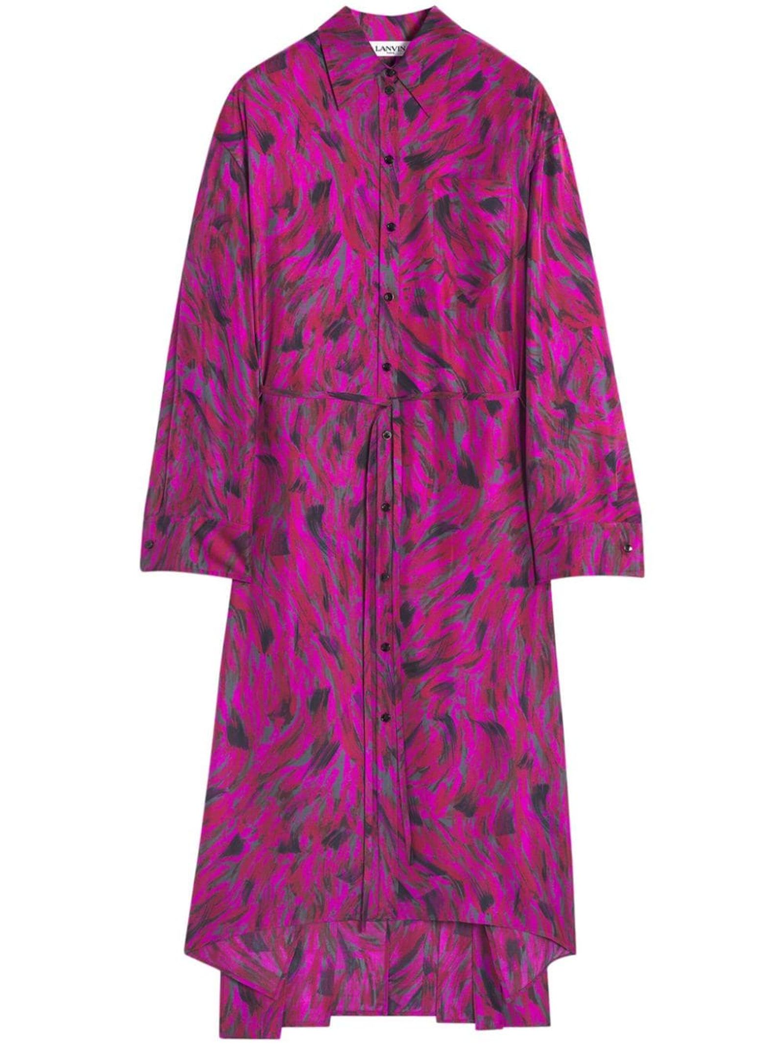 fuchsia printed pleated dress