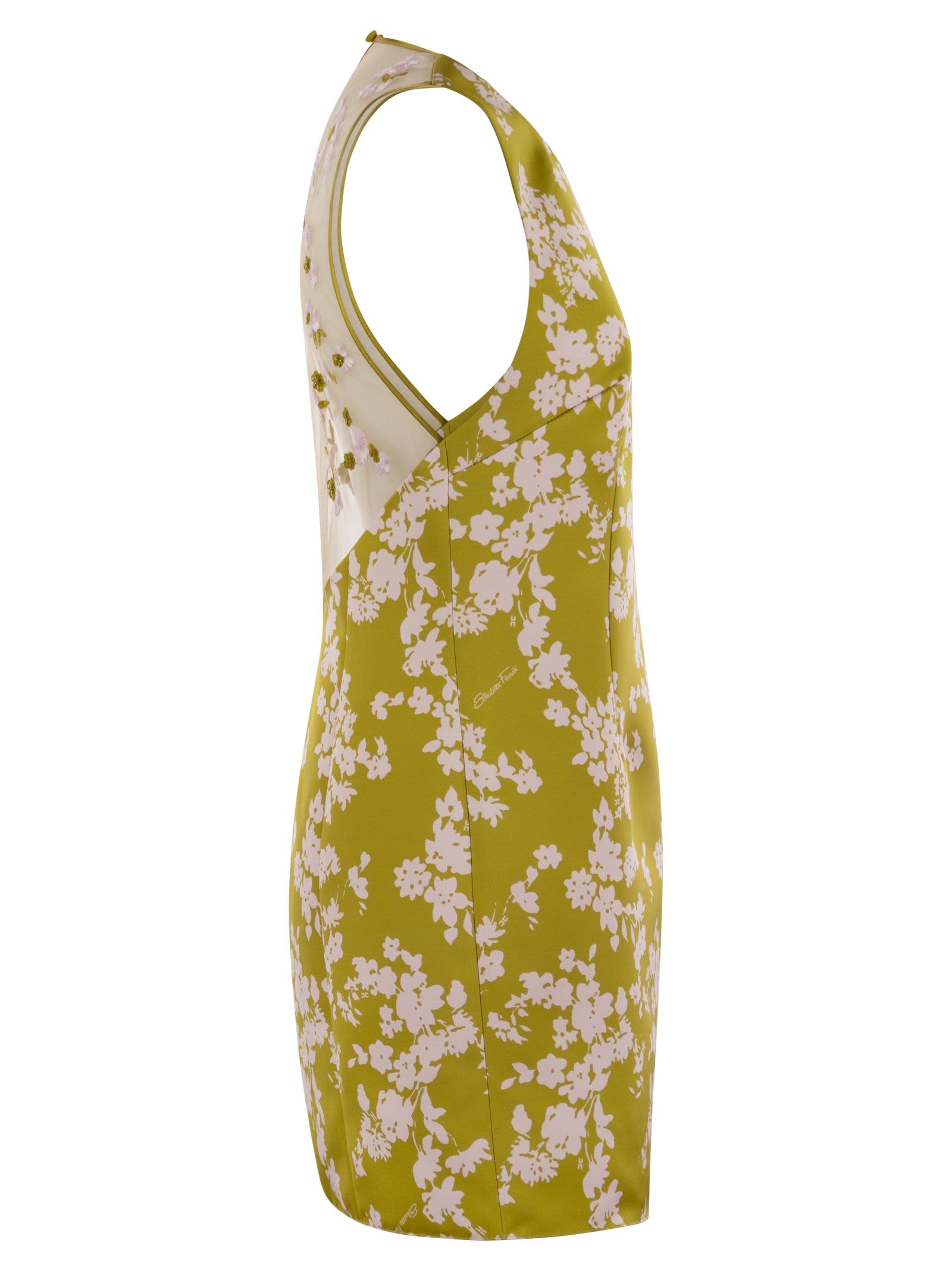 パーティードレス ELISABETTA FRANCHI Printed duchesse and tulle dress Elisabetta Franchi Printed Duchesse And Tulle Dress