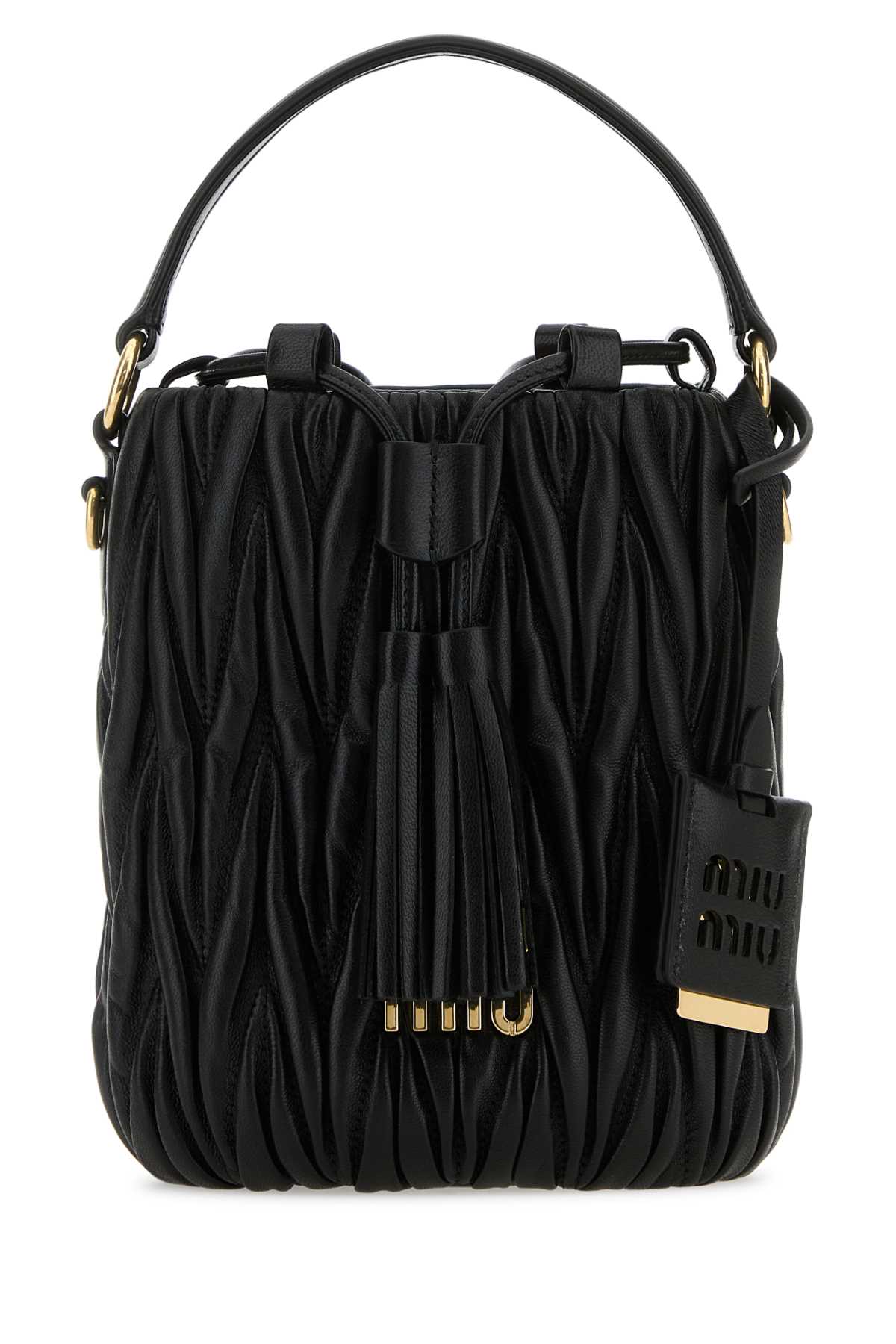 【Miu Miu】 Matelasse Nappa Leather Bucket Bag Black Miu Miu Black Nappa Leather Bucket Bag | italist