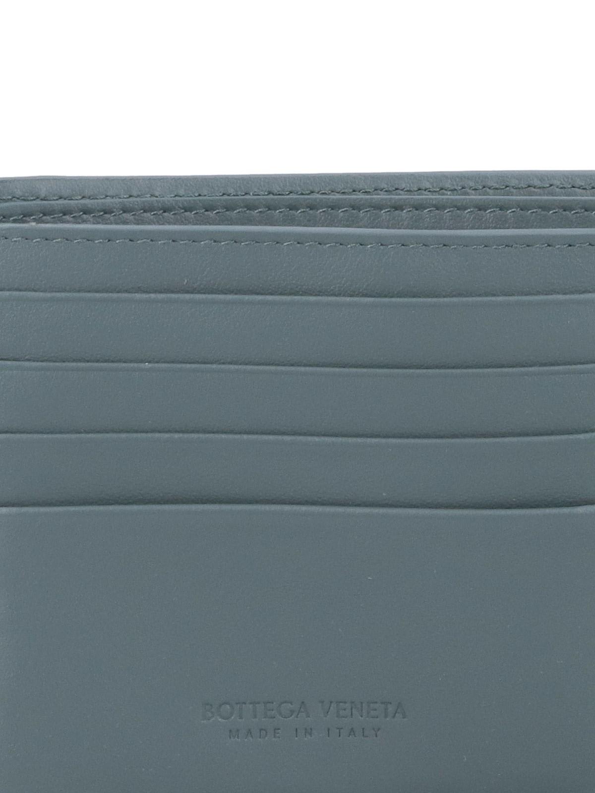 Bill Clip Leather Wallet in Blue - Bottega Veneta