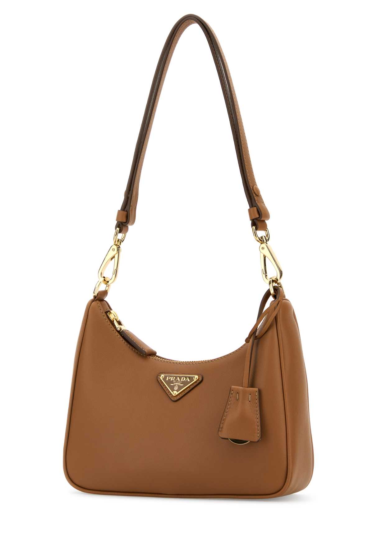 【関税&送料込】Prada Caramel Leather Big Arqua¨ Handbag Caramel Prada Buckle large leather handbag with belt | PRADA