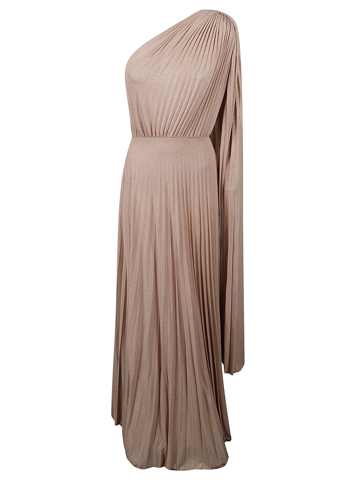 one-shoulder pleated red carpet dress