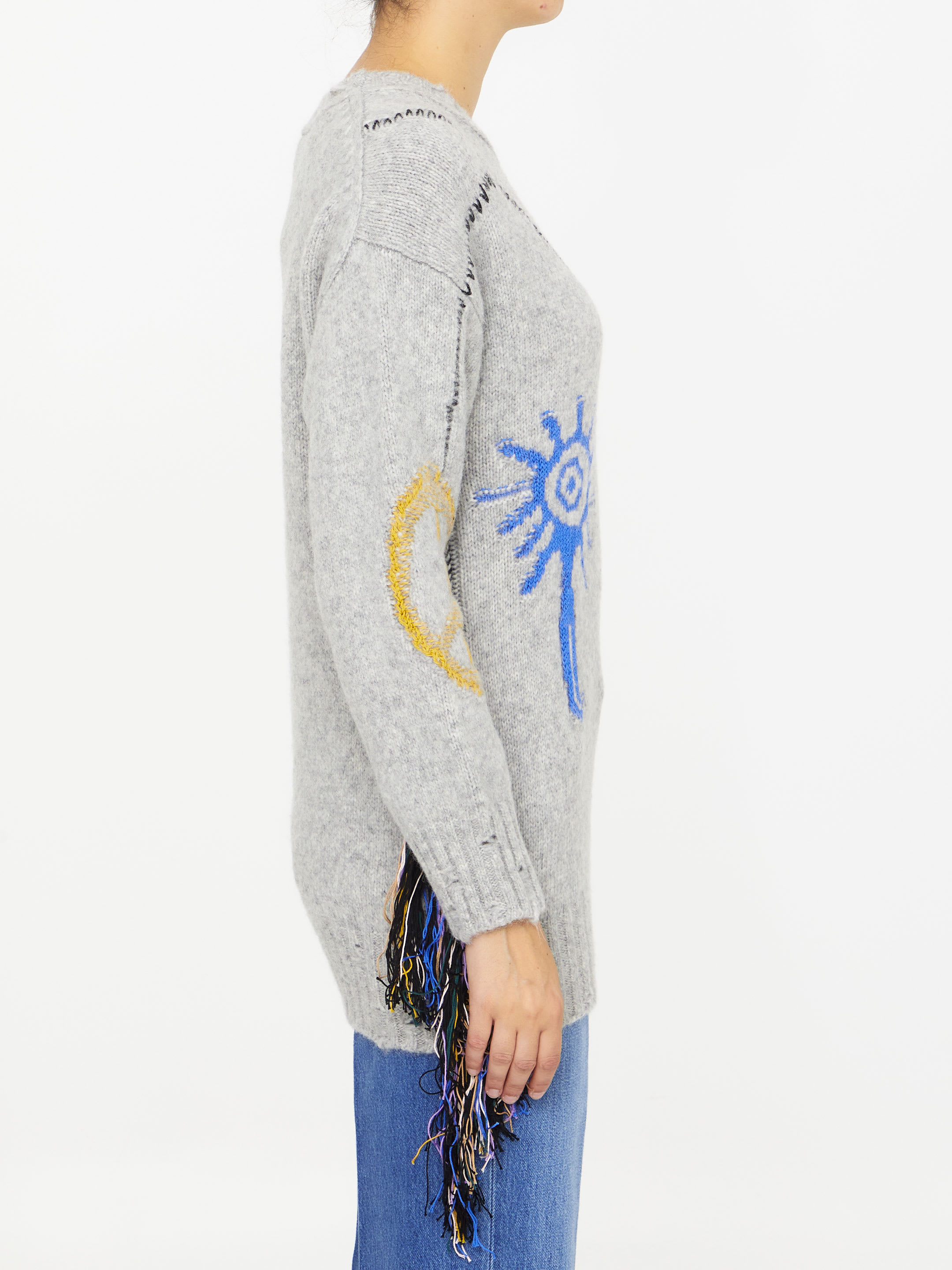 Stella McCartney Folk graphic-embroidered Jumper - Grey