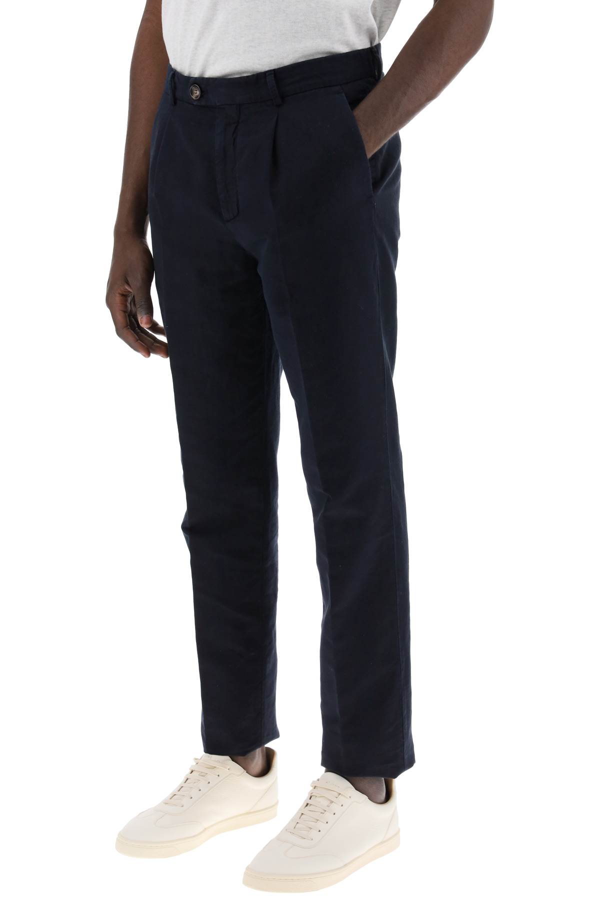 Brunello Cucinelli Linen And Cotton Blend Pants For