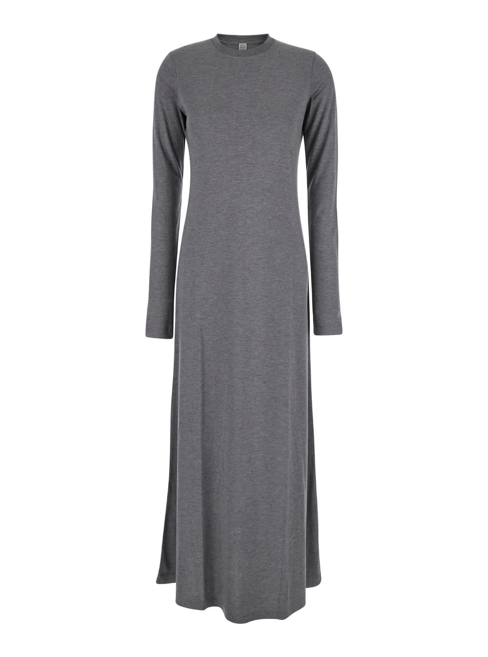 long grey relaxed dress in jersey woman