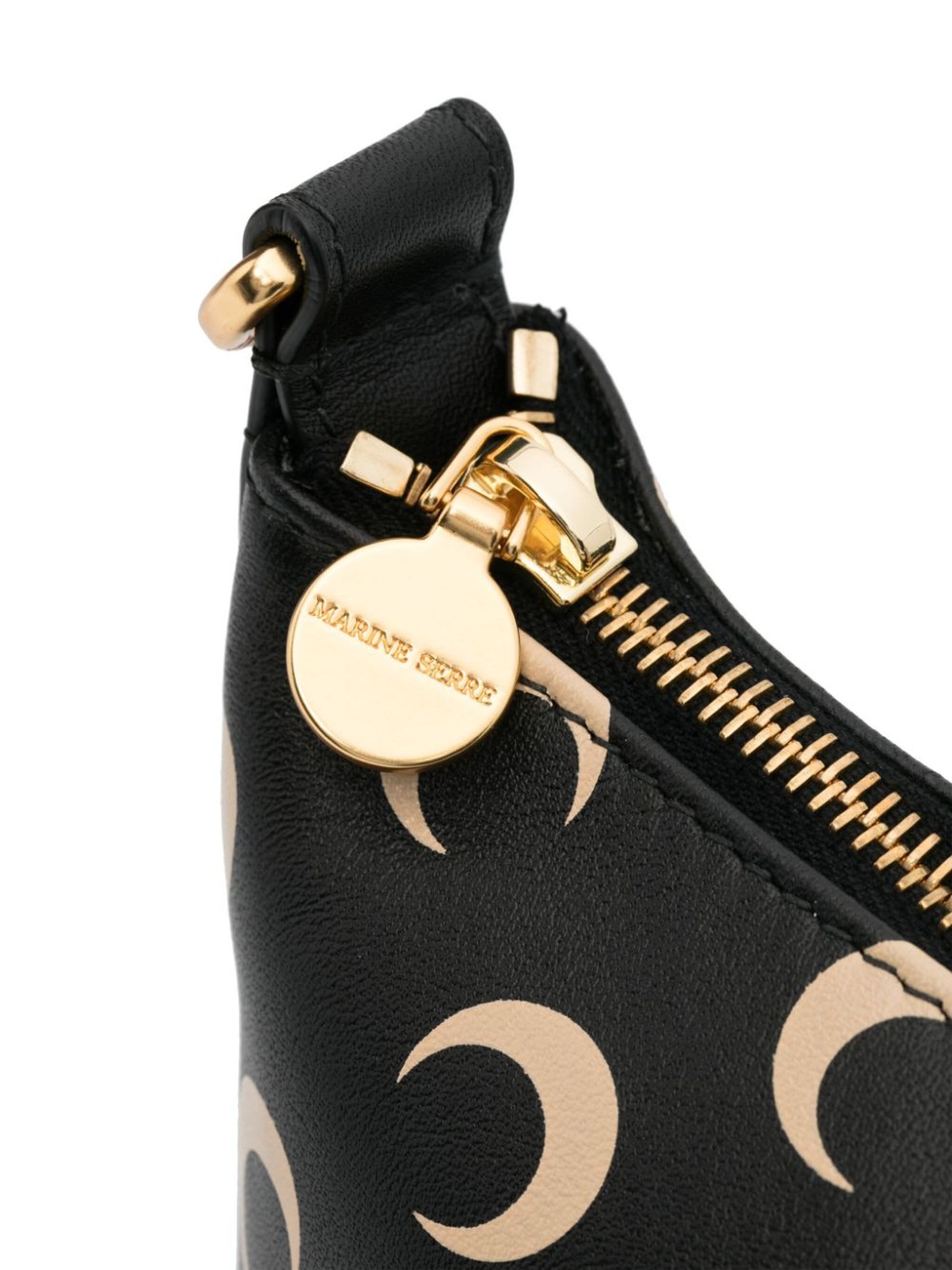 Marine Serre Black Calf Leather Mail Shoulder Bag | italist