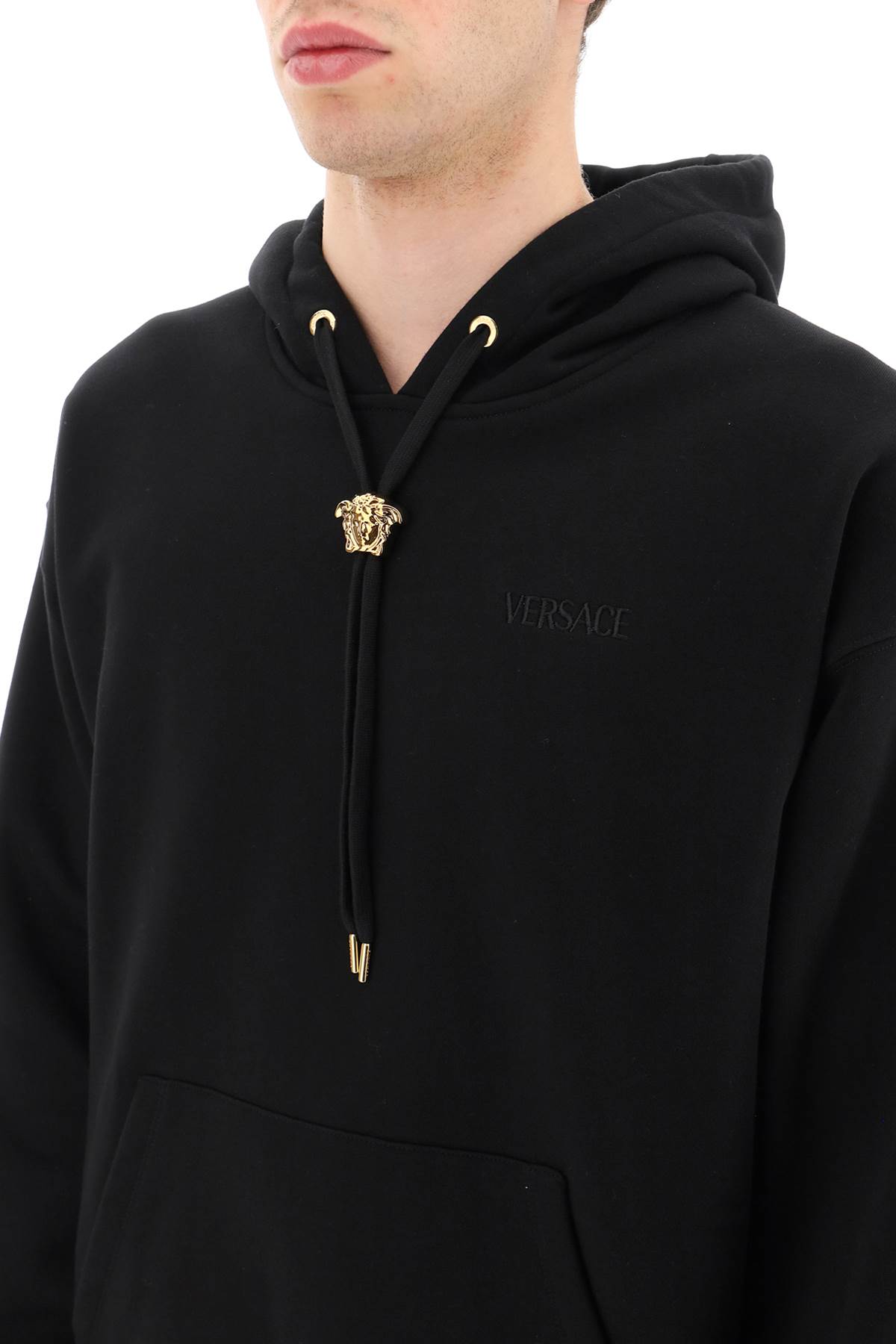 パーカー・フーディ Versace Black Cotton Sweatshirt Versace Cotton Hoodie | Black | FARFETCH