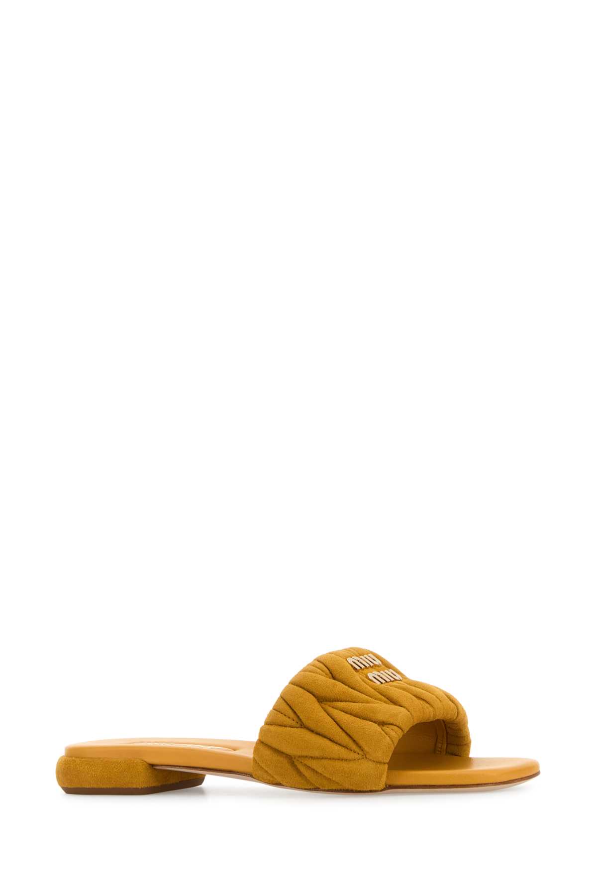 サンダル・ミュール MiuMiu FW25 Mustard suede slippers (5XX605F010M2V F0R55) Miu Miu Mustard Suede Slippers | italist