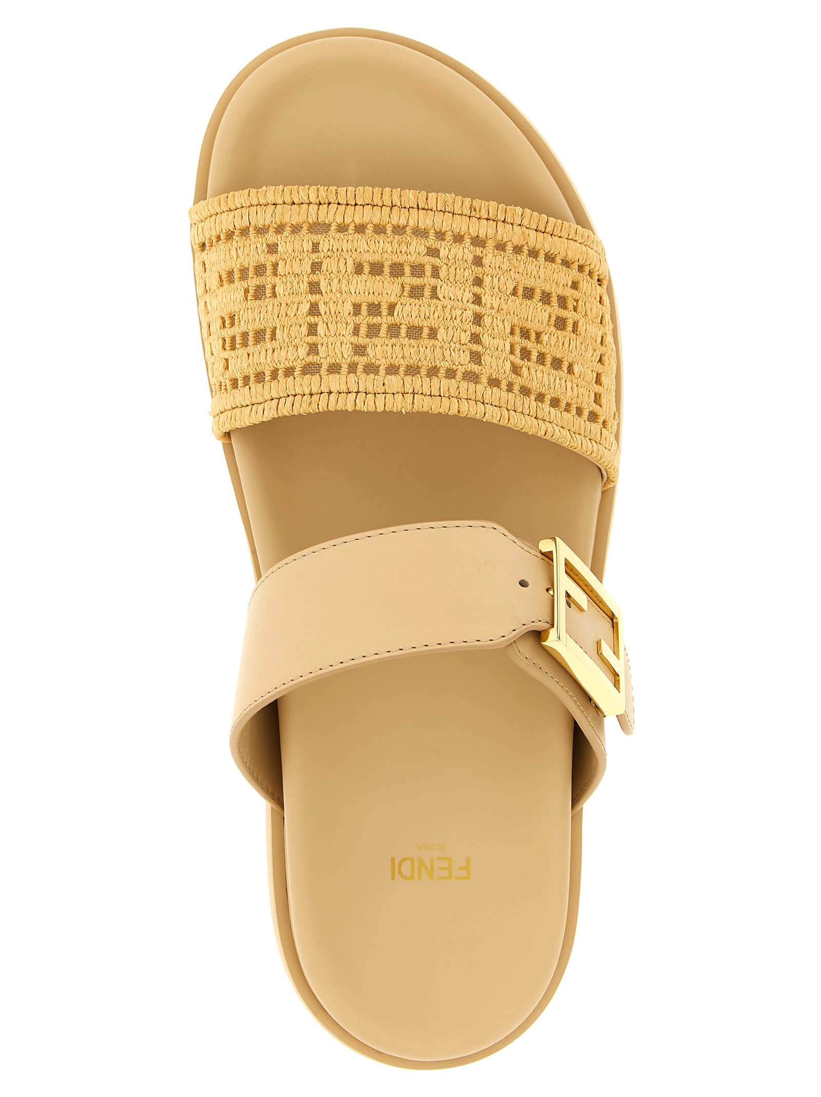 サンダル・ミュール Fendi 'Fendi Feel' slides Fendi Feel Fabric Brown | Fendi