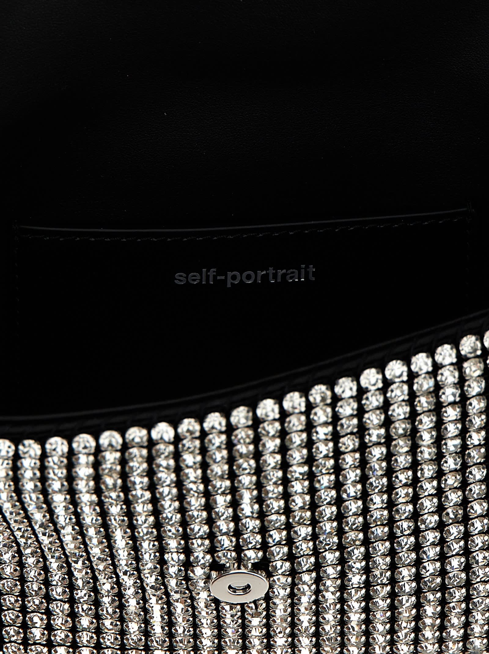 self-portrait PF25812SBLBLUE 関税送料込 self-portrait 'silver Rhinestone Chainmail Micro' Handbag