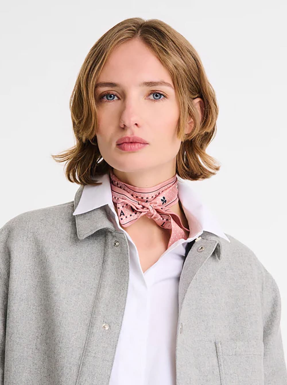 Longchamp Pink Scarf With Paisley Motif And Floral Print In