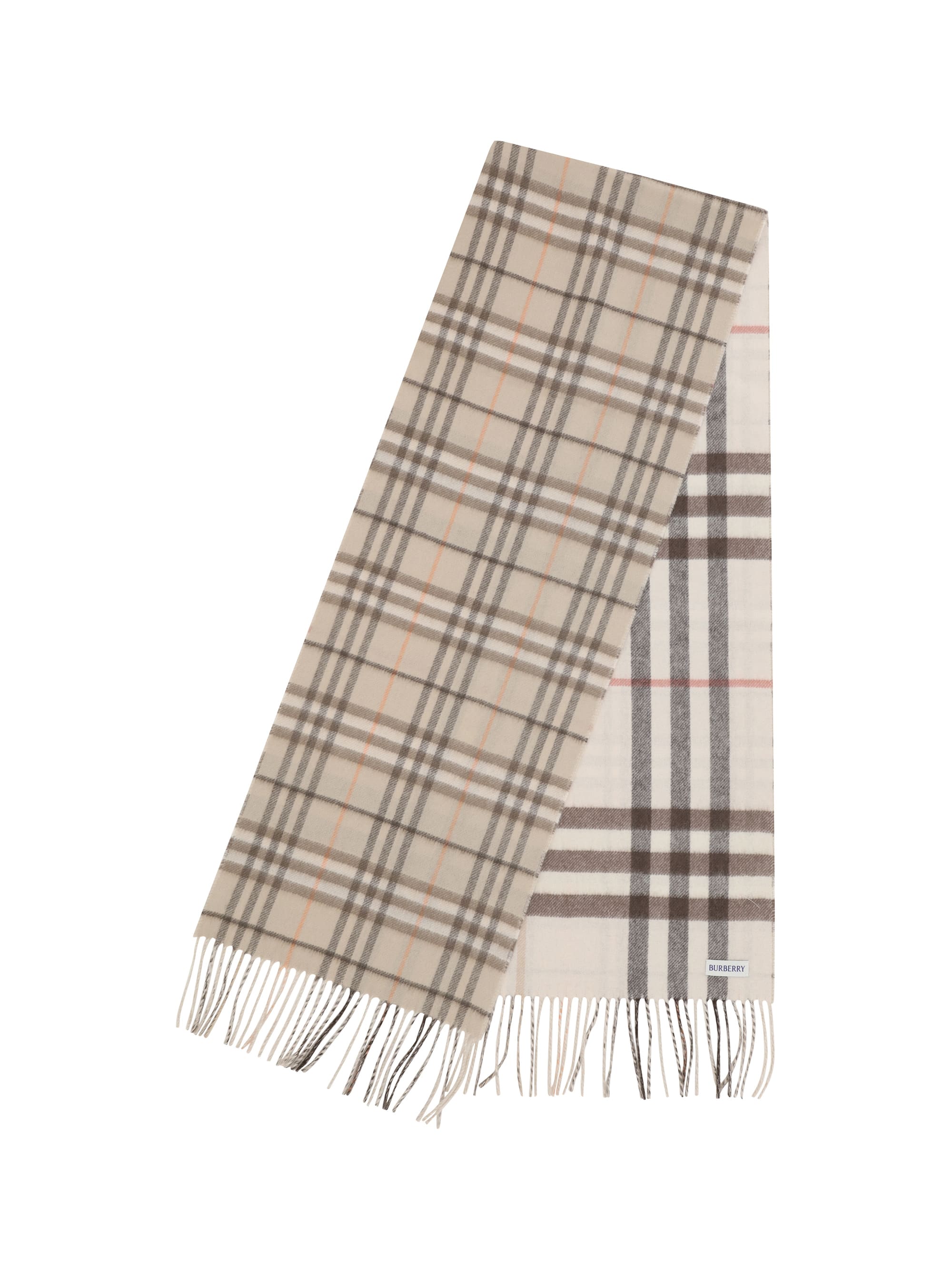 スカーフ Burberry SCARF (8104920 A2888) リバーシブル チェック ウールシルクスカーフ (サンド／ライケン
