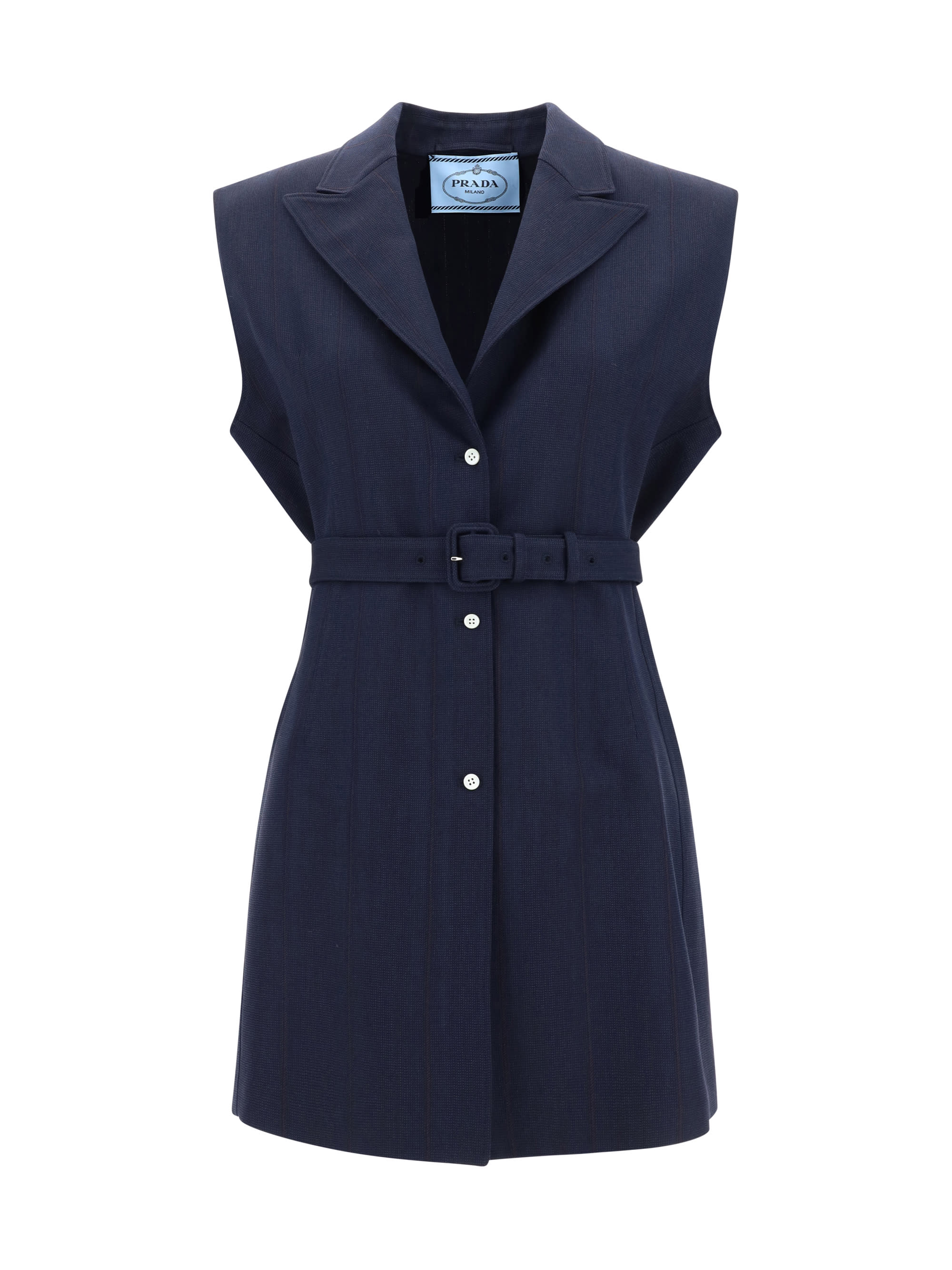 ベスト・ジレ PRADA SS24 Navy blue wool vest (P567OHSOOO14XI F0124) Pinstripe oversized virgin wool vest in blue - Prada | Mytheresa