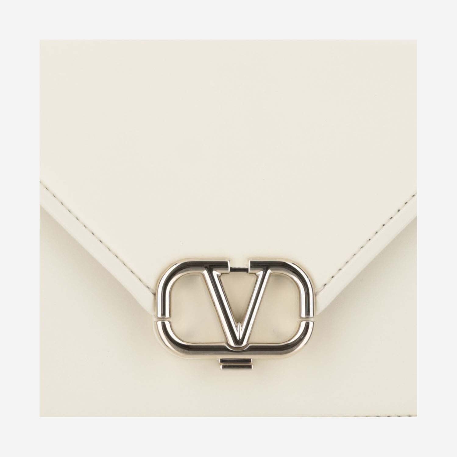 Valentino Garavani Ivory Leather Vlogo Crossbody Bag