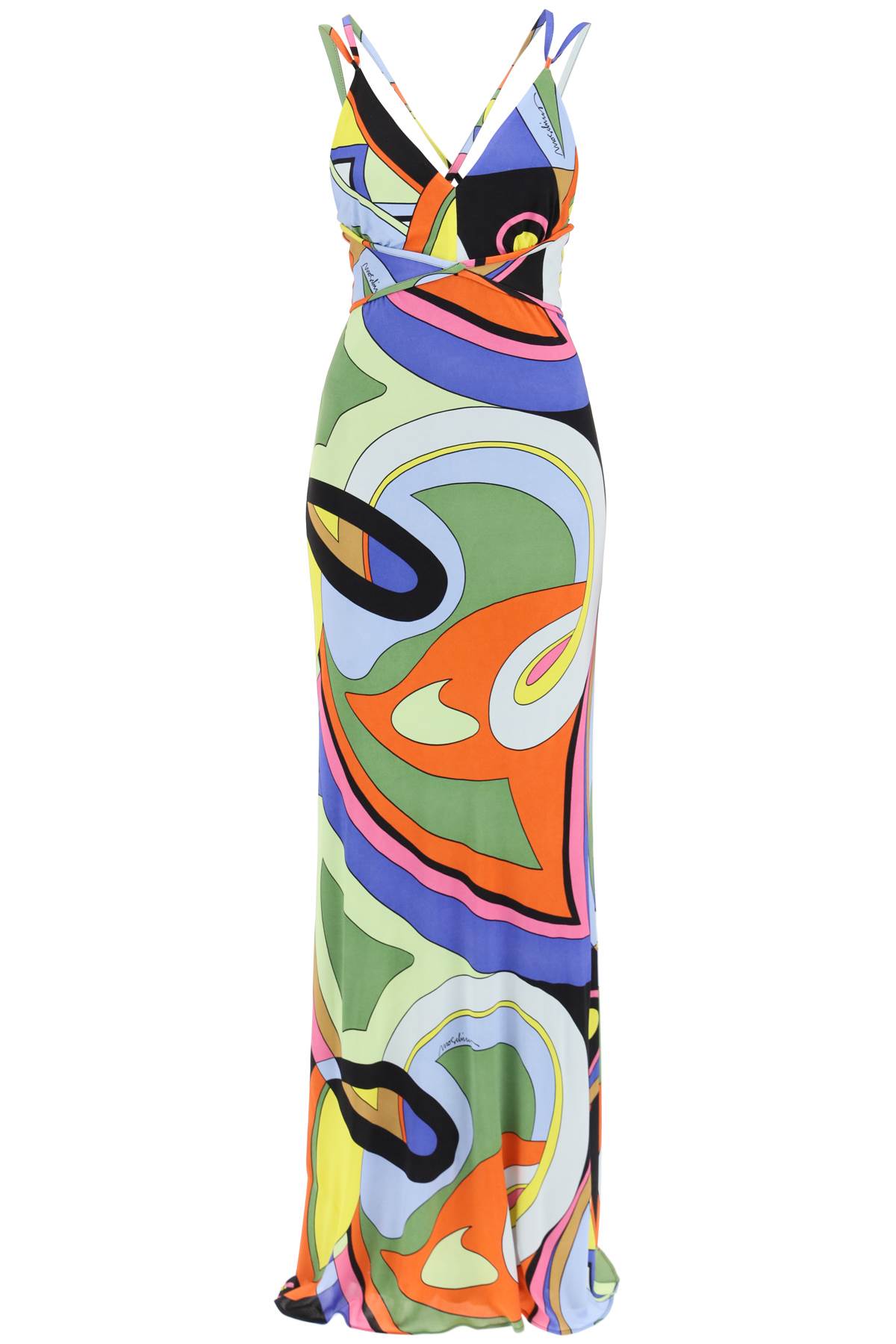 multicolor printed jersey maxi dress