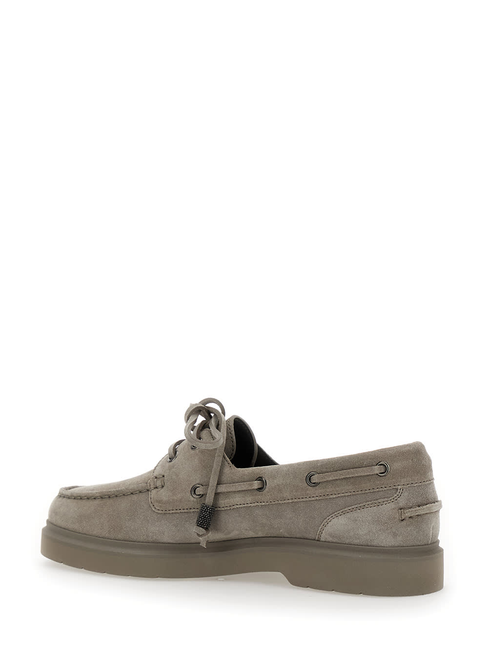 【関税＆送料込み】Brunello Cucinelli Beige Boat Loafers Wi Monili suede boat shoes in beige - Brunello Cucinelli
