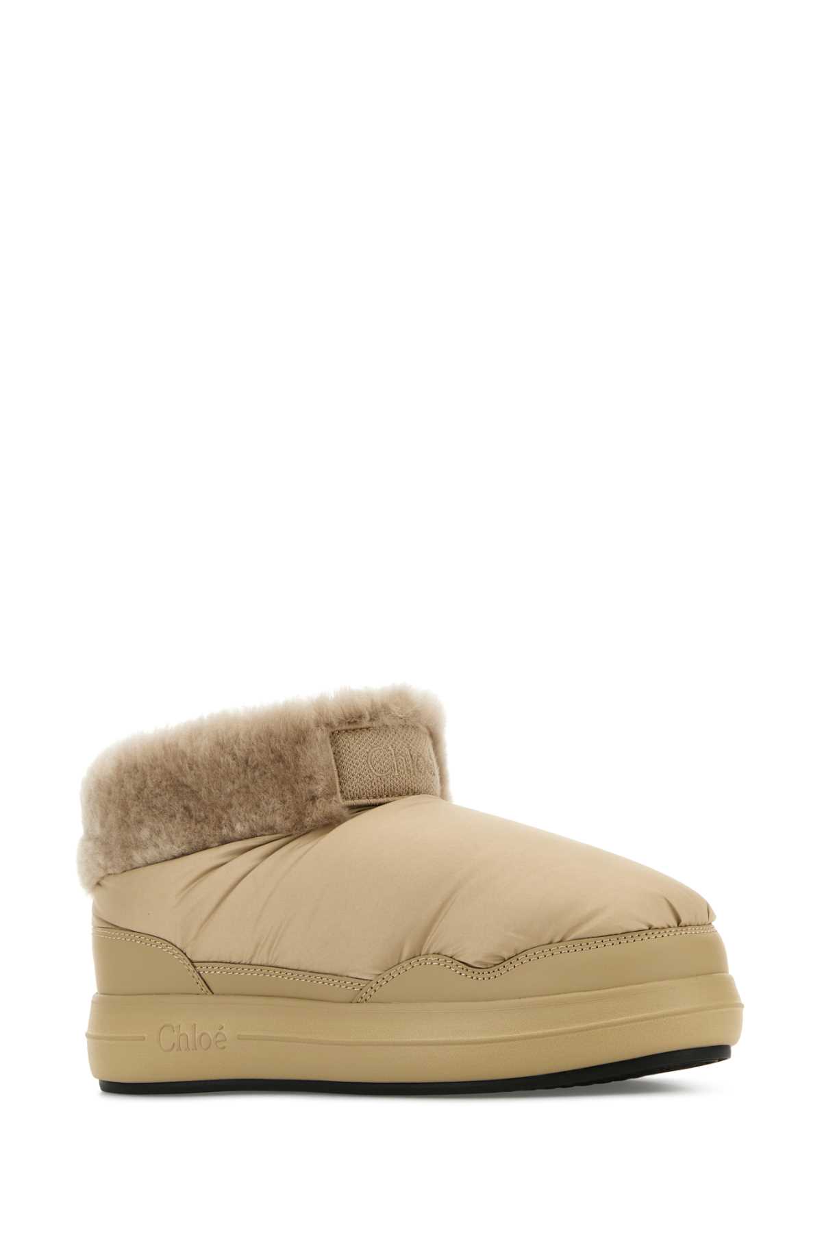 ショートブーツ・ブーティ Chloe SS25 Beige fabric ankle boots (CHC25S07EPK 20P) Chloe Beige Fabric Ankle Boots (Chloe/ショートブーツ