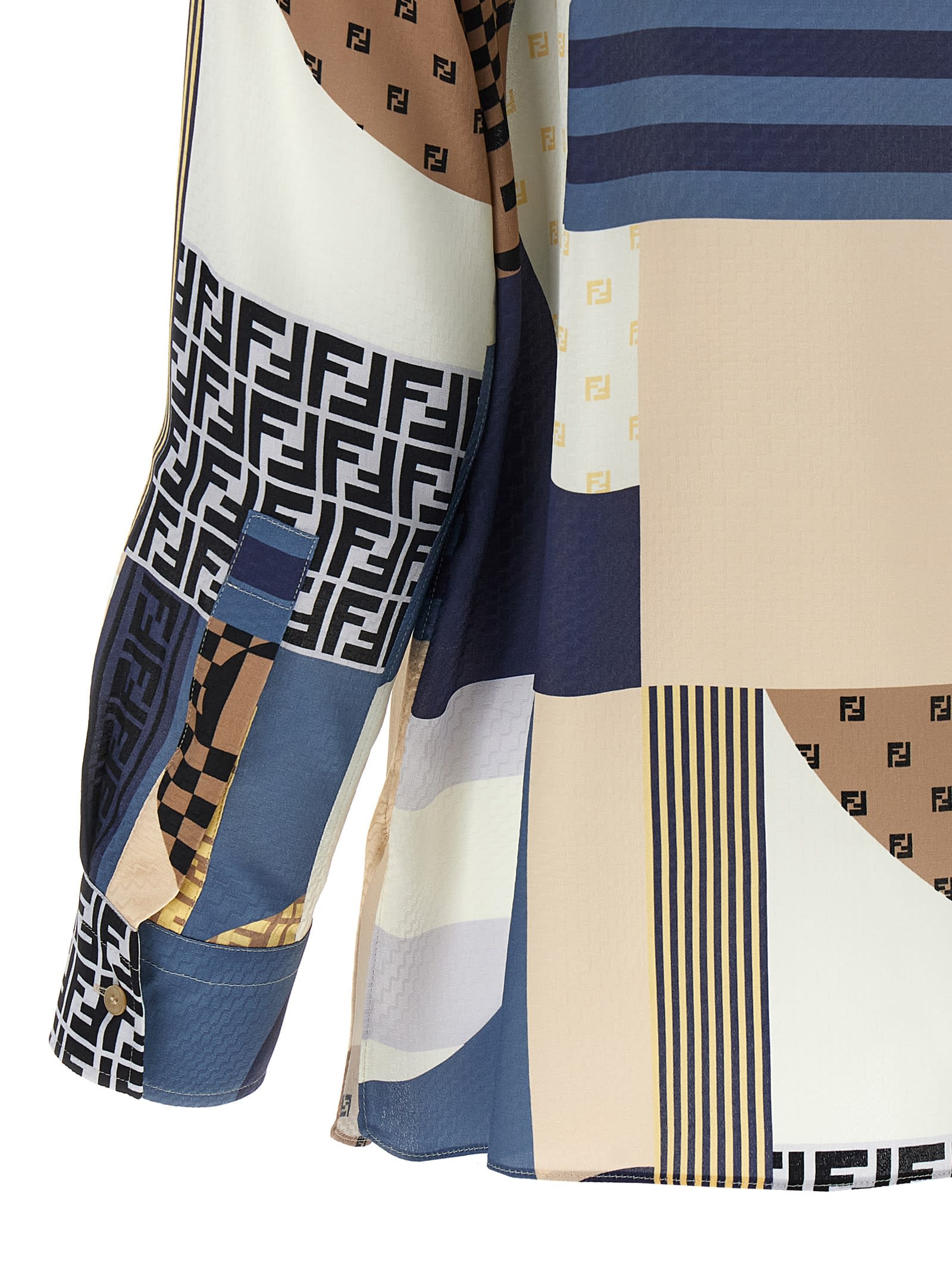 Tシャツ・カットソー FENDI SS25 Patchwork silk shirt (FS8274AUQM F1SAT) FS8274AUQMF1SAW_01