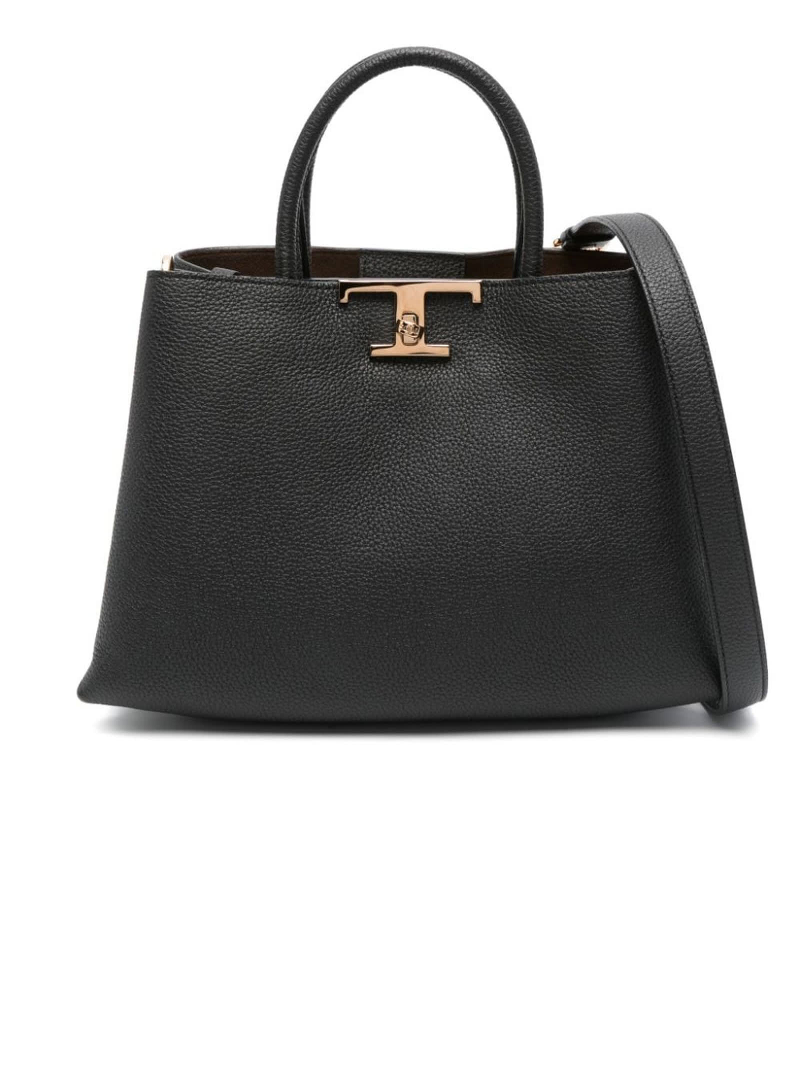 Tod's Black T Timeless Leather Tote Bag | italist