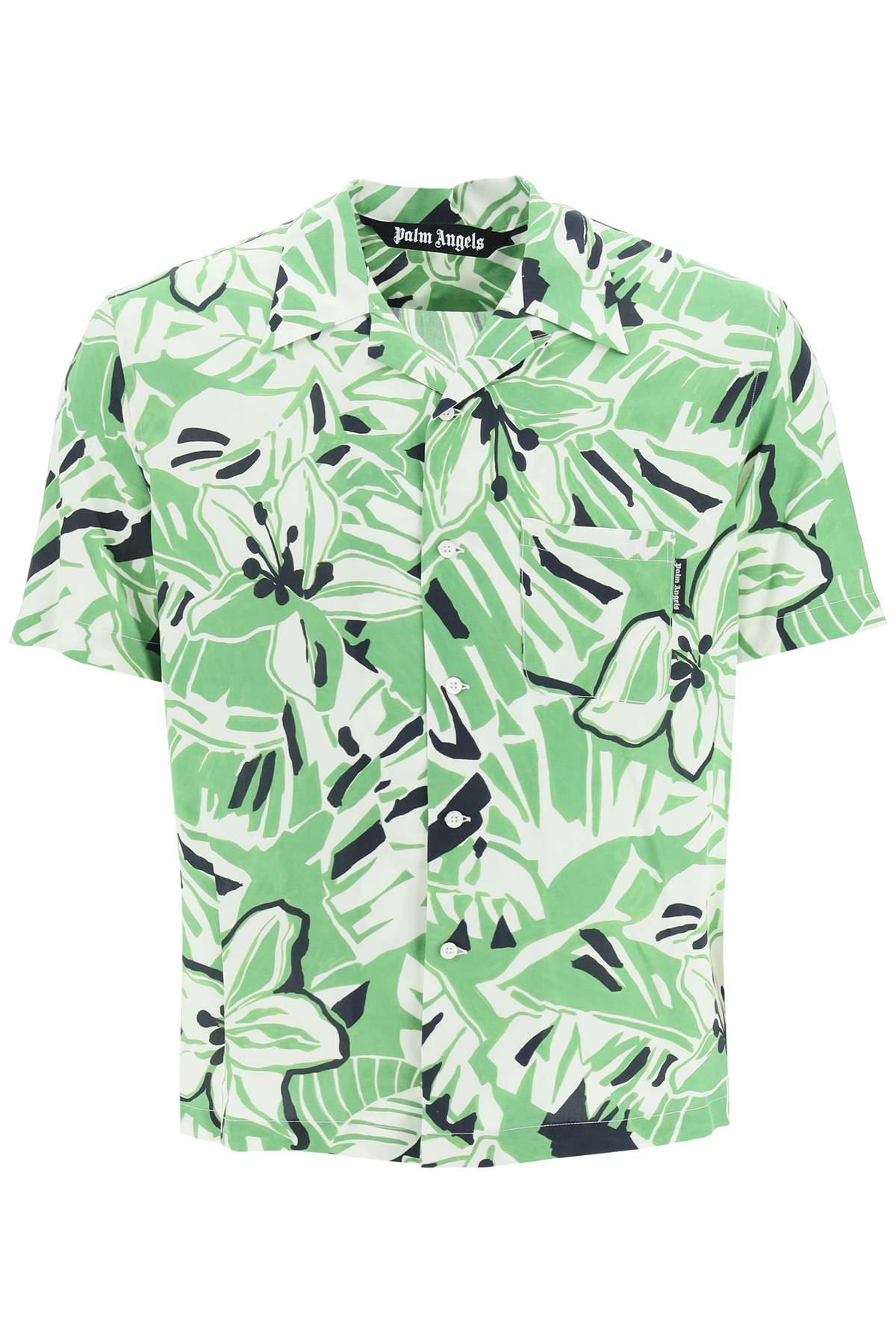 Bowling Shirt With Macro Hibiscus Print