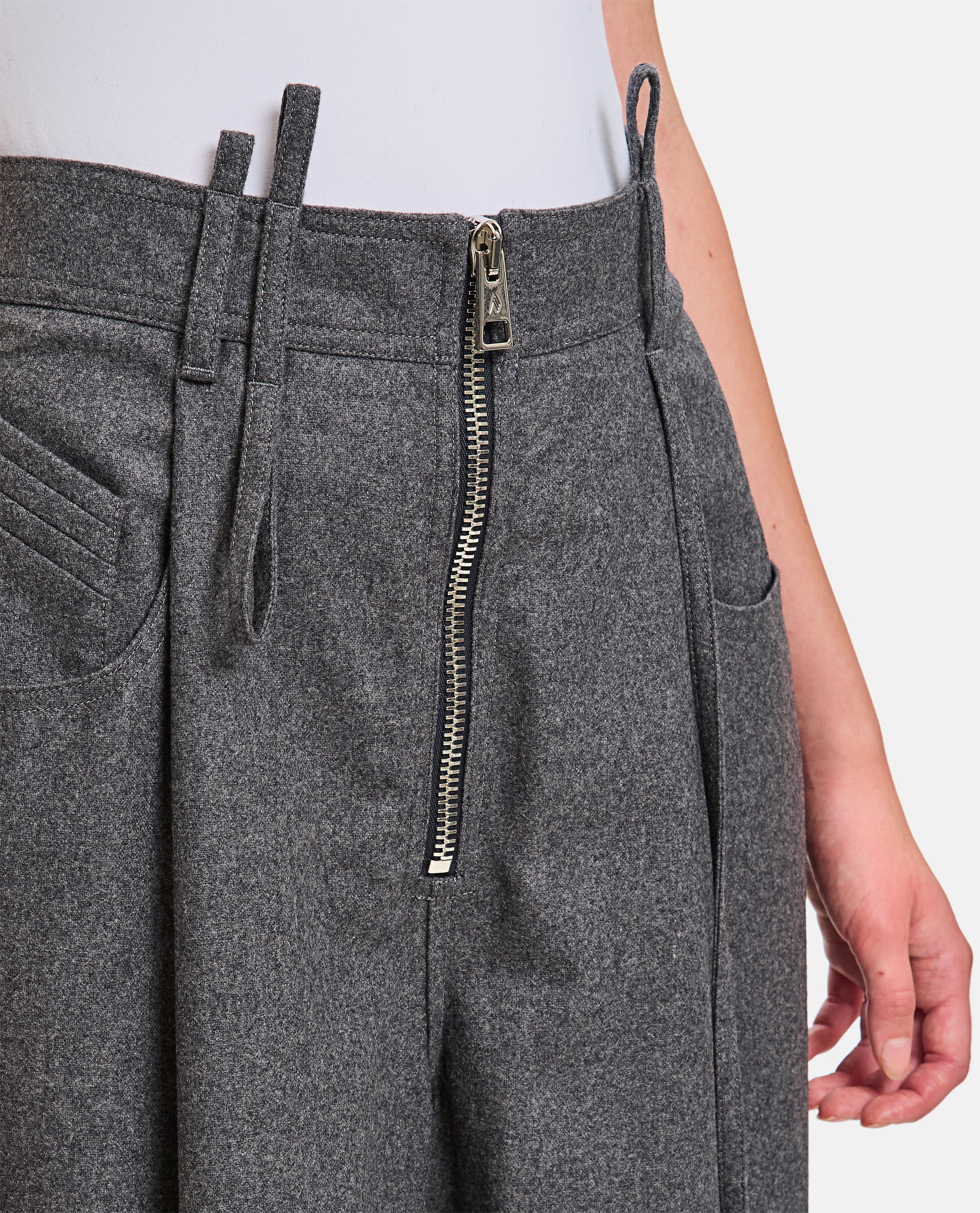 パンツ THE ATTICO Dark Grey Wool Blend Palazzo Pant The Attico Dark Grey Wool Blend Palazzo Pant | italist