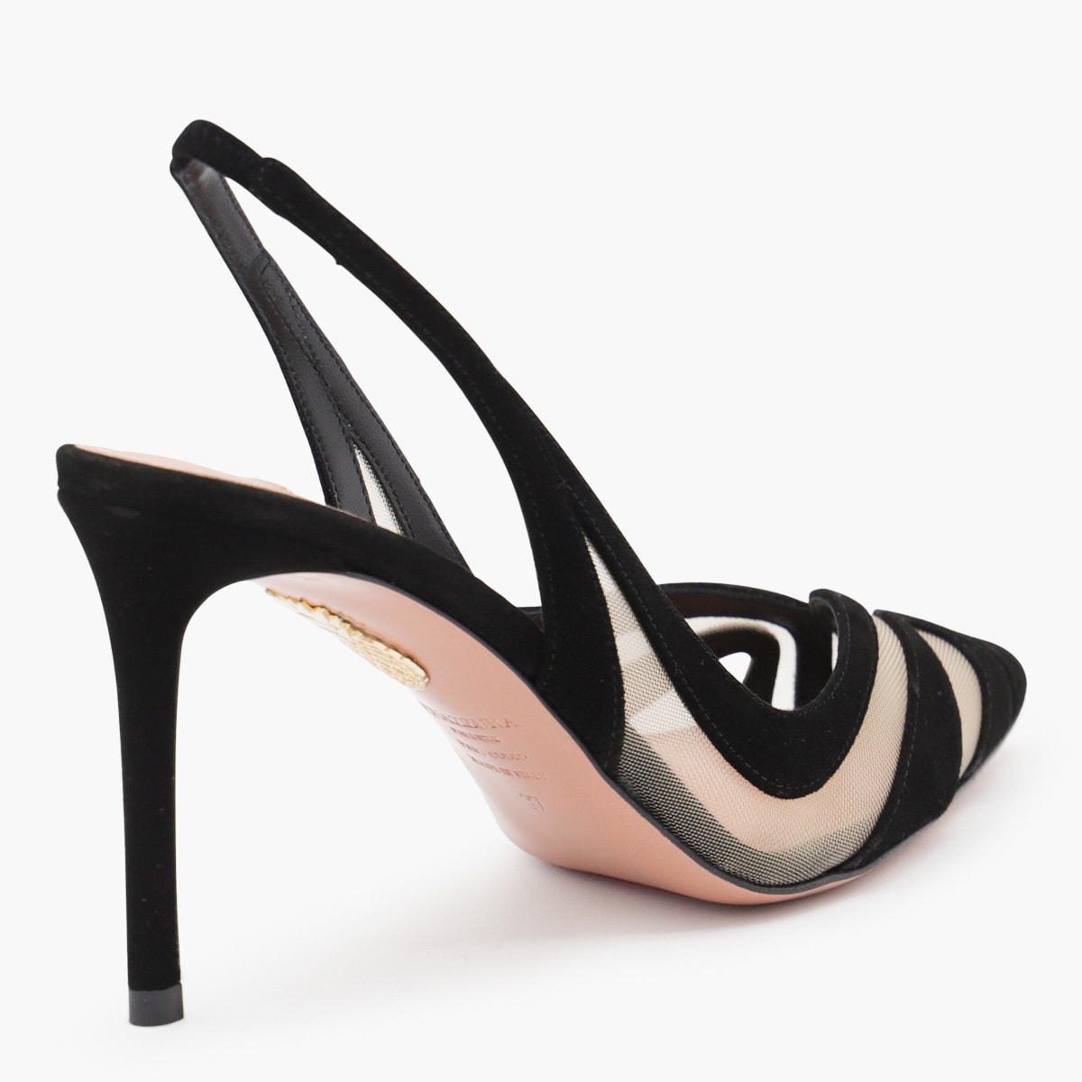 パンプス AQUAZZURA BLACK LEATHER LUNE SLING 85 PUMPS Aquazzura Black Leather Lune Sling 85 Pumps | italist