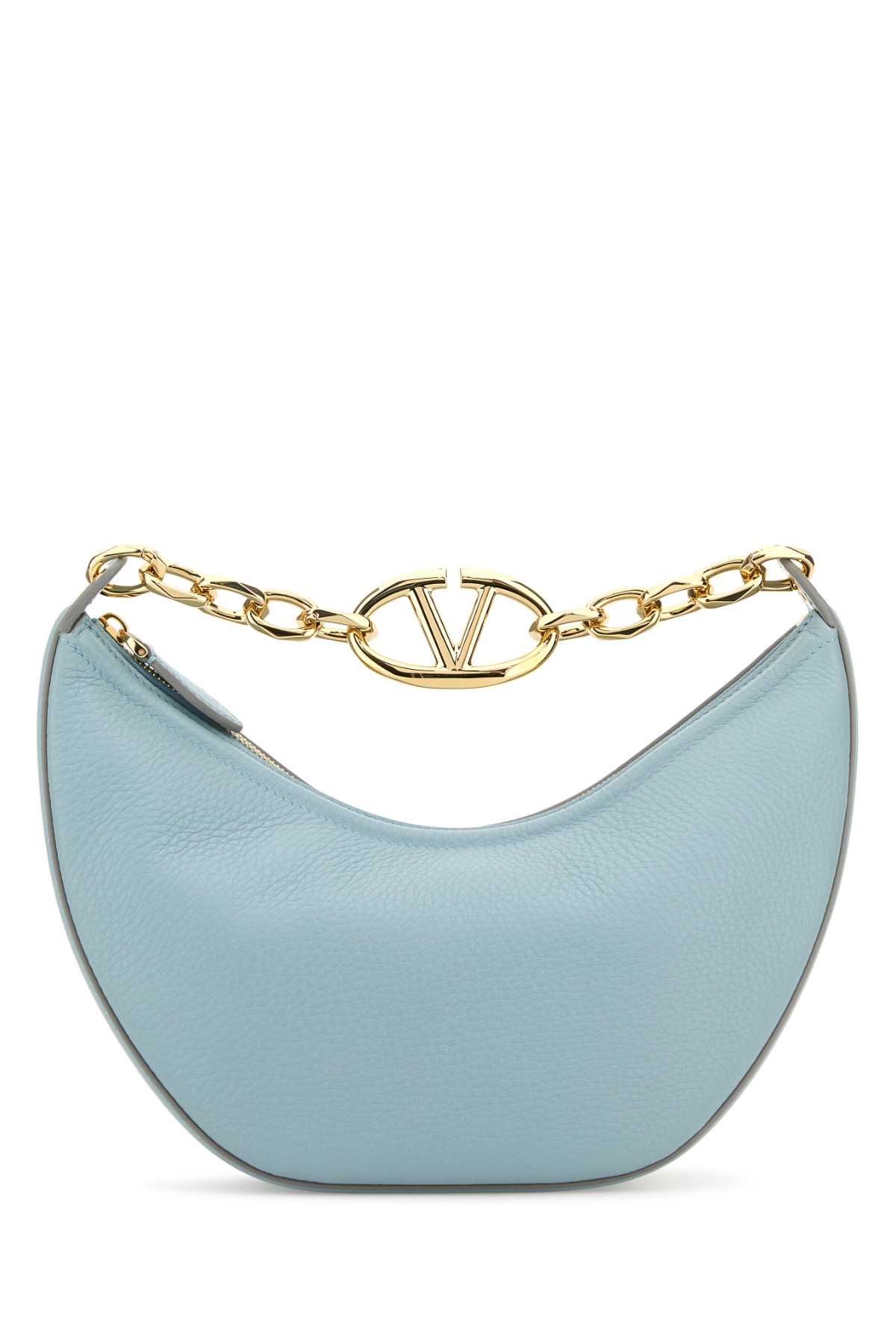 Valentino Garavani Light Blue Leather Small Hobo Vlogo Moon