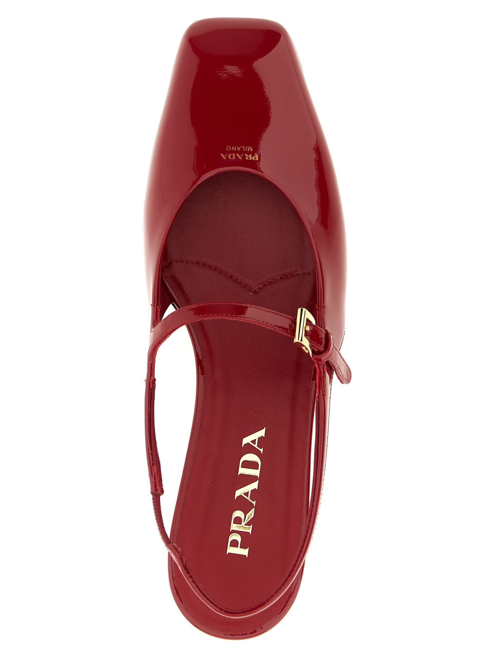 Prada Patent Leather Slingback フラットシューズ 通販 | italist