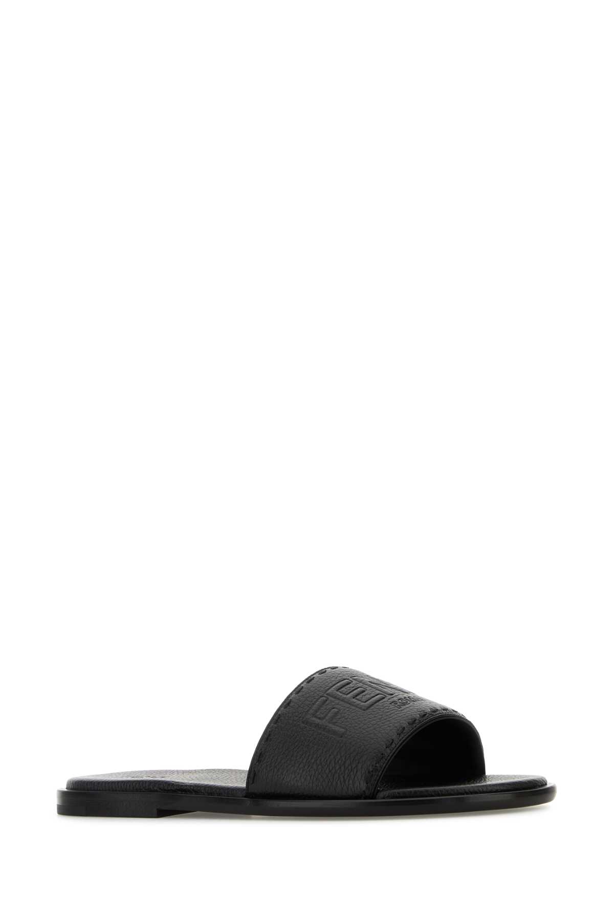 【関税&送料込】Fendi Black Leather Slippers Fendi Black Leather Slippers | italist