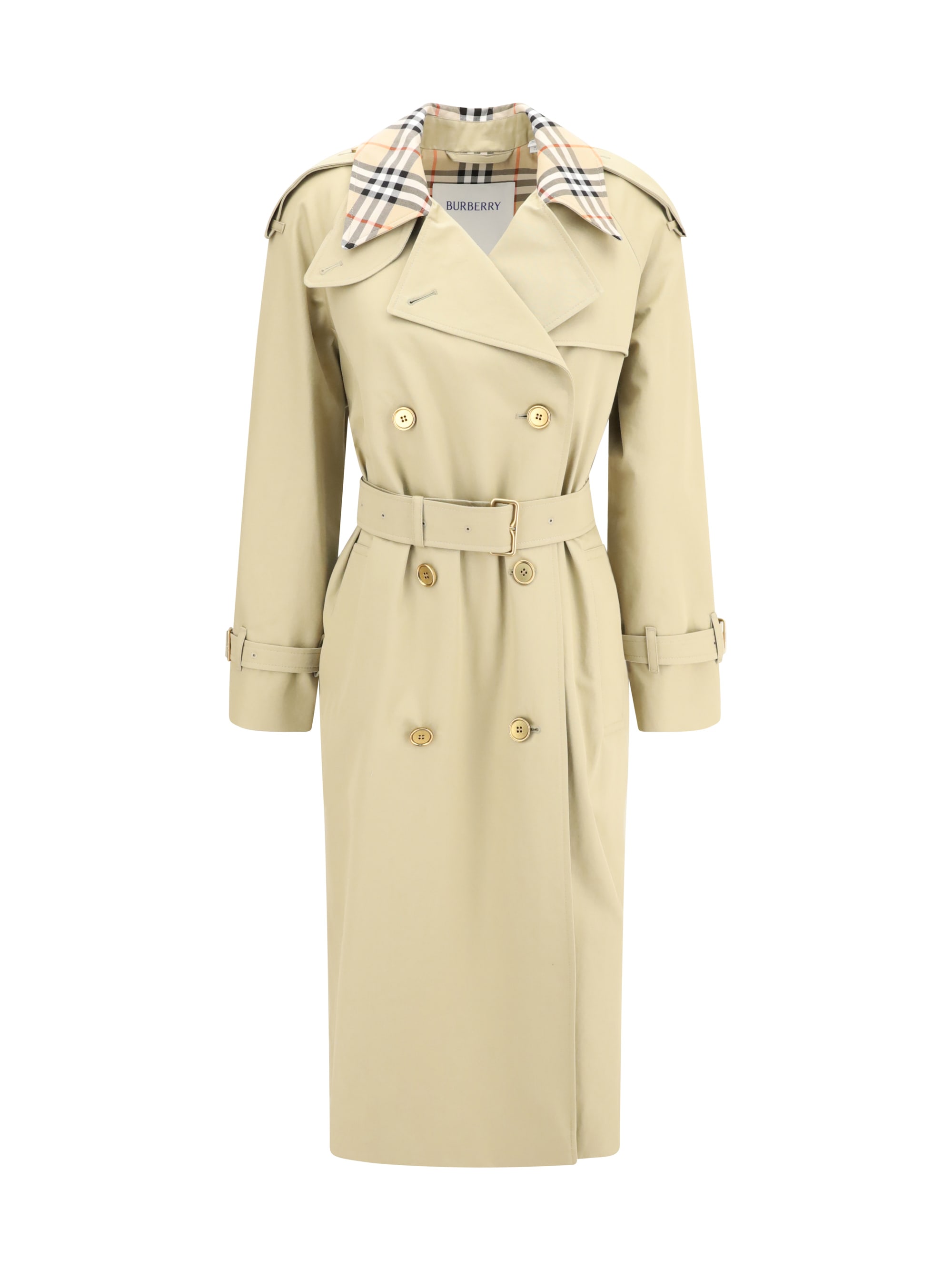 【VIP価格】BURBERRY Castleford Check Collar Trench Coat Mid-length Check Collar Castleford Trench Coat in Cotton