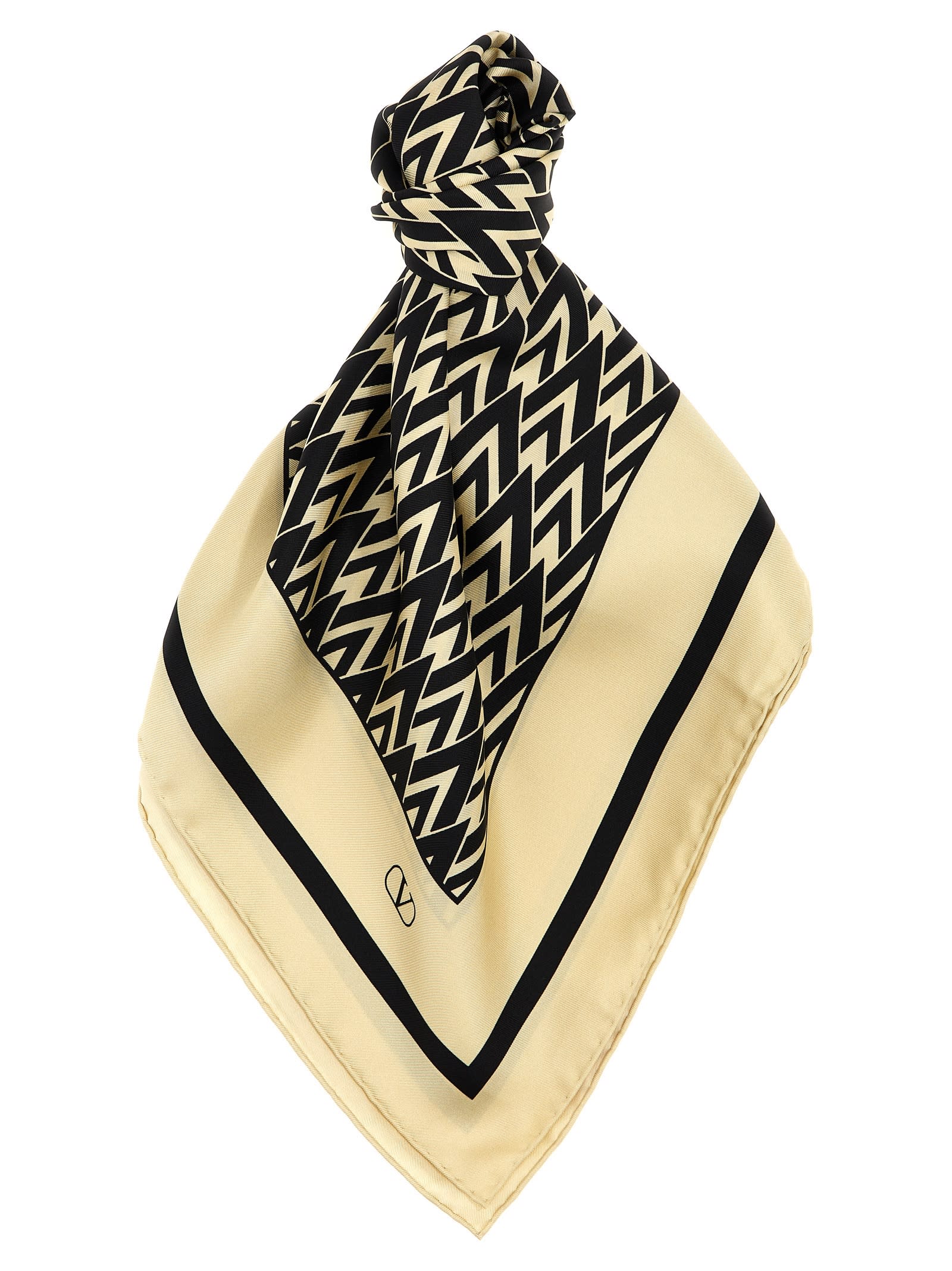 スカーフ VALENTINO Valentino Garavani 'Toute La V' scarf VALENTINO GARAVANI Toute La V fringed printed silk-twill