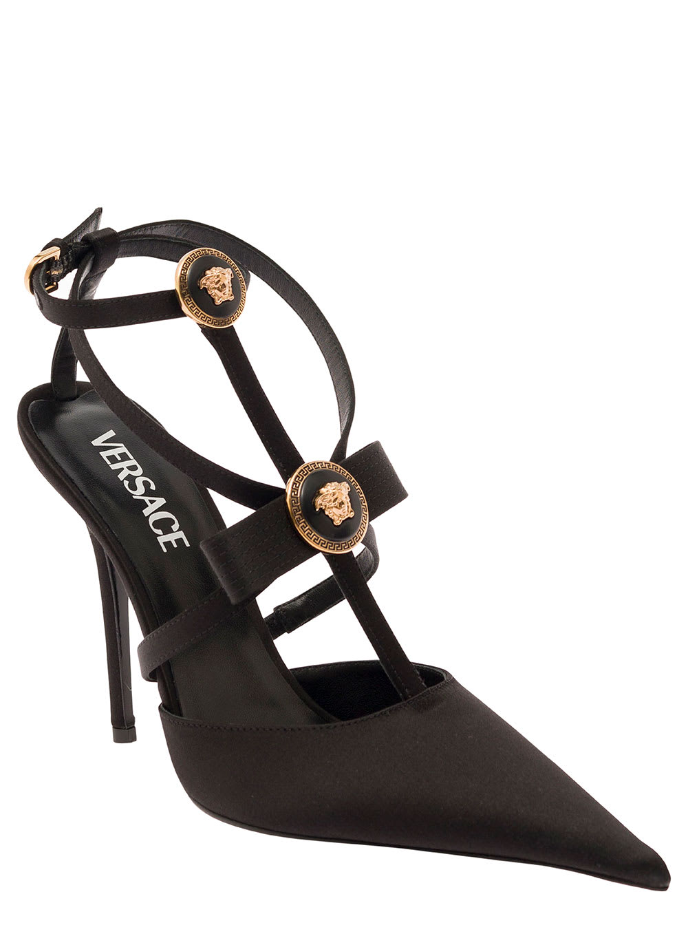 VERSACE★素敵！Medusa Head Sling Back Patent Leather Versace Medusa Head Sling Back Patent Leather Black Shoes 7