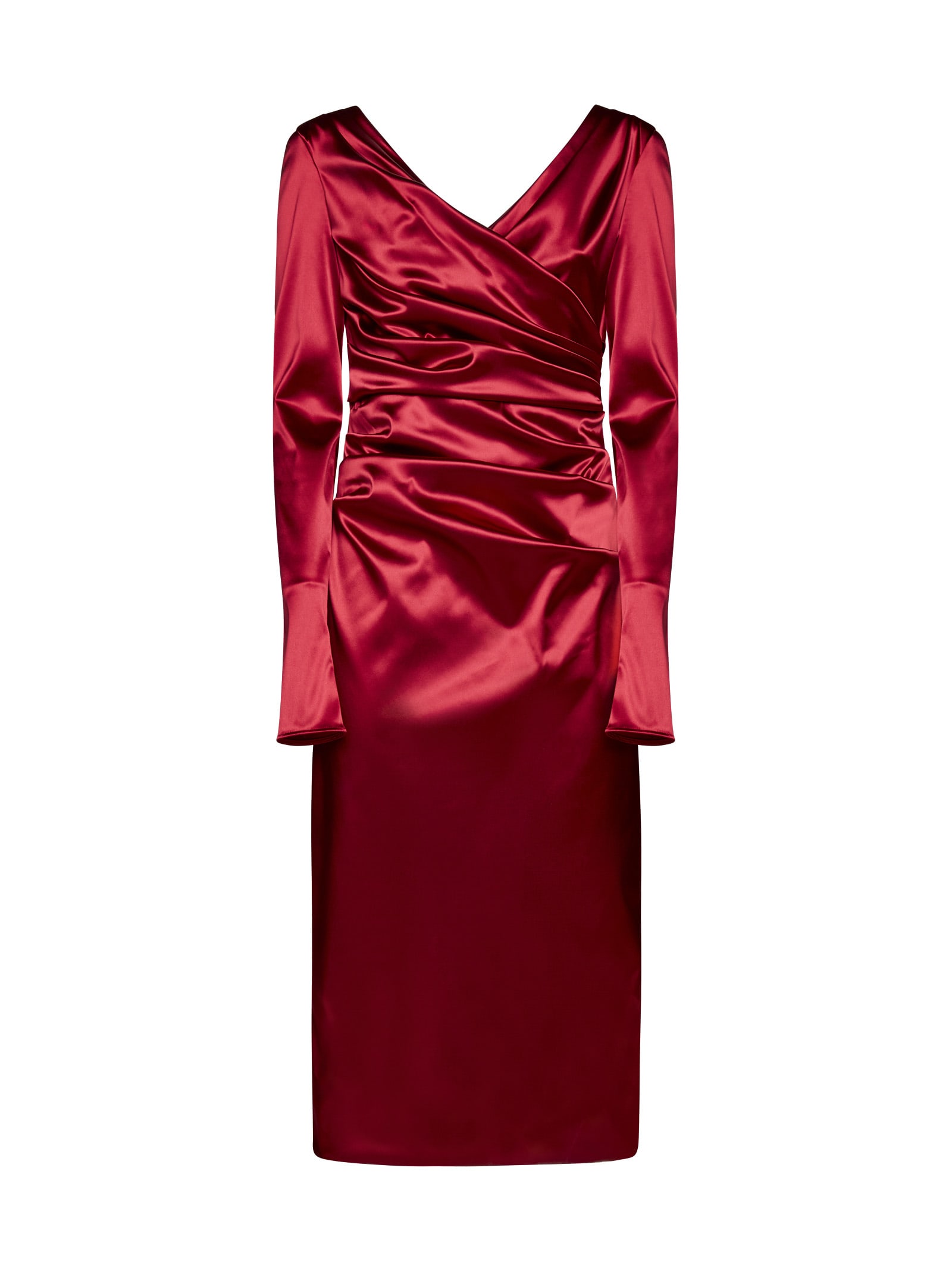 draped dress in satin