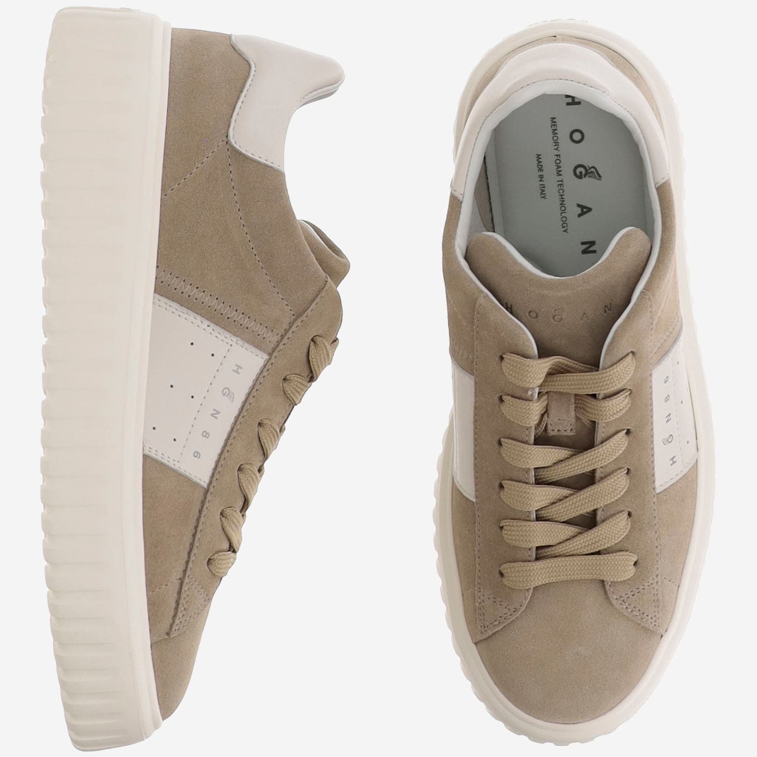 【関税込み】H-Stripes Allacciato Sneakers - Hogan - Leather H-Stripes leather sneakers in white - Hogan | Mytheresa