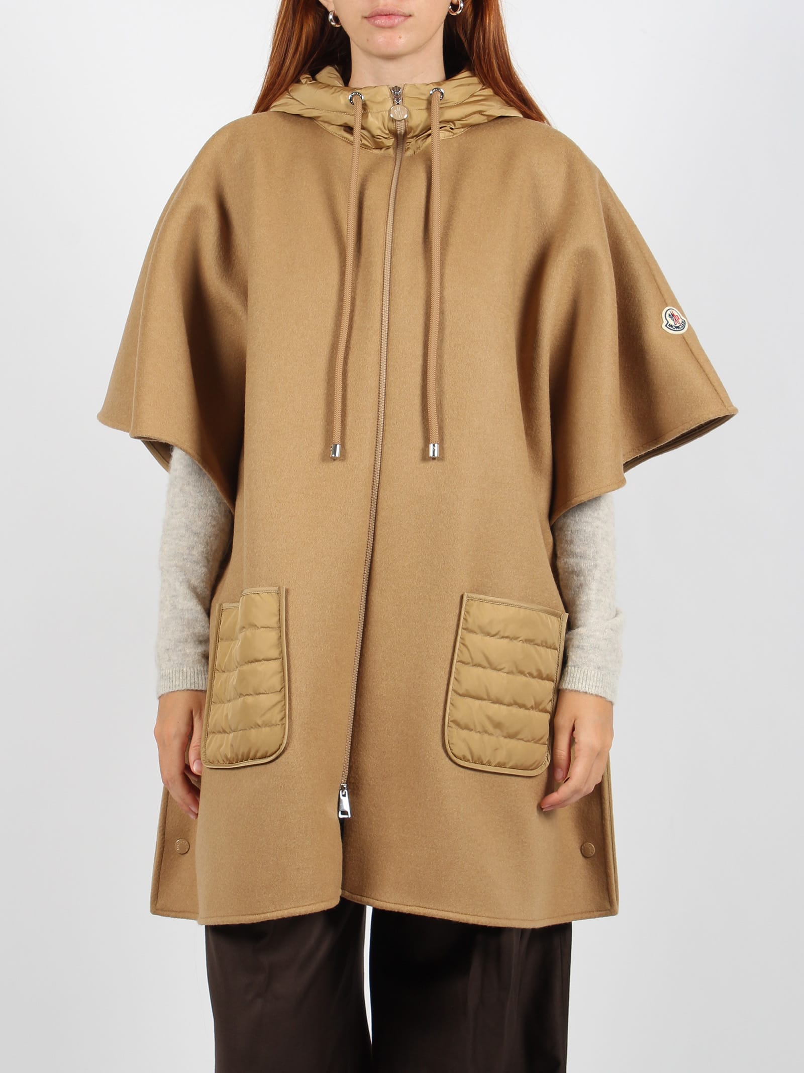 Moncler Hooded Wool Cape | italist Moncler Hooded Wool Cape | italist